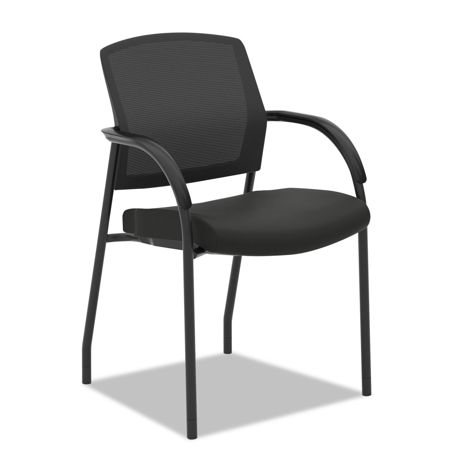 Lota Series Mesh Guest Side Chair, Black Fabric, Black Base