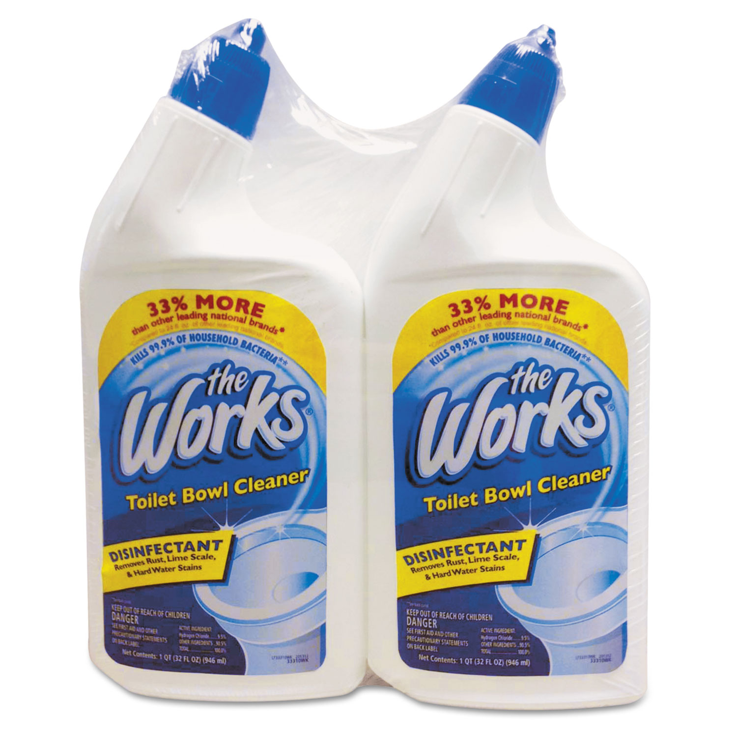  The Works 13639238531 Disinfectant Toilet Bowl Cleaner, 32 oz Spray Bottle, 2/PK,6 PK/CT (KIK33302WKCT) 