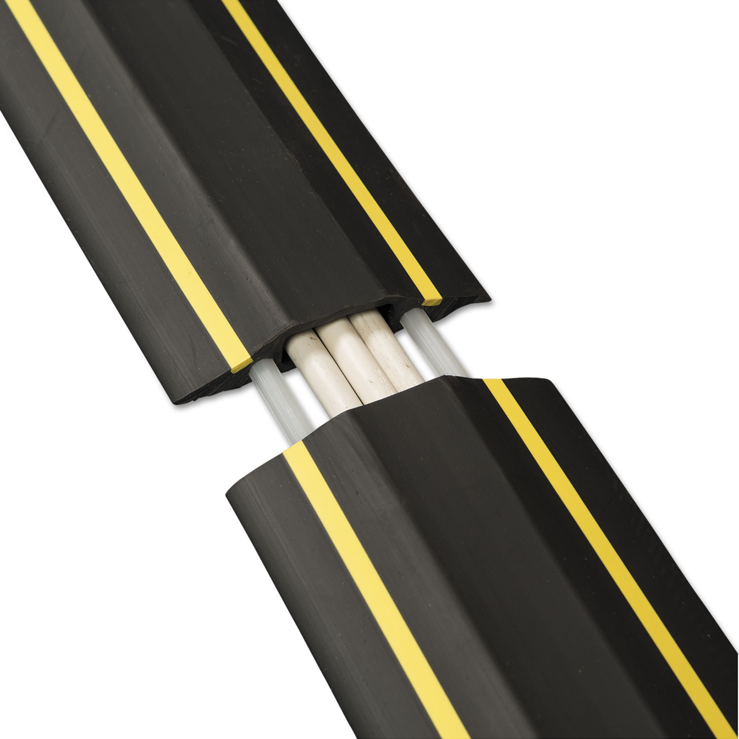 Medium-Duty Floor Cable Cover, 3 1/4 x 1/2 x 6 ft, Black with Yellow Stripe