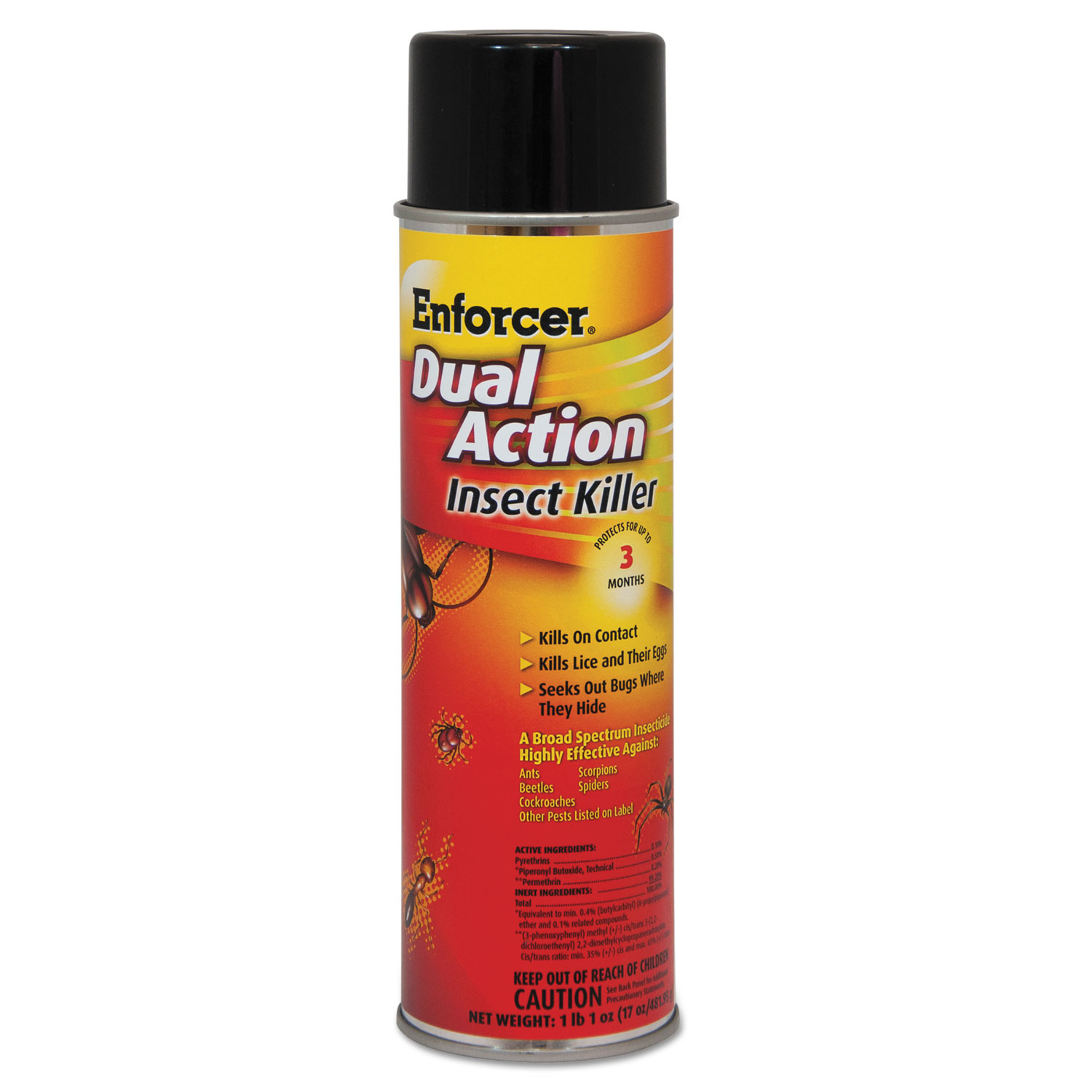 Dual Action Insect Killer, For Flying/Crawling Insects, 17oz Aerosol,12/Carton