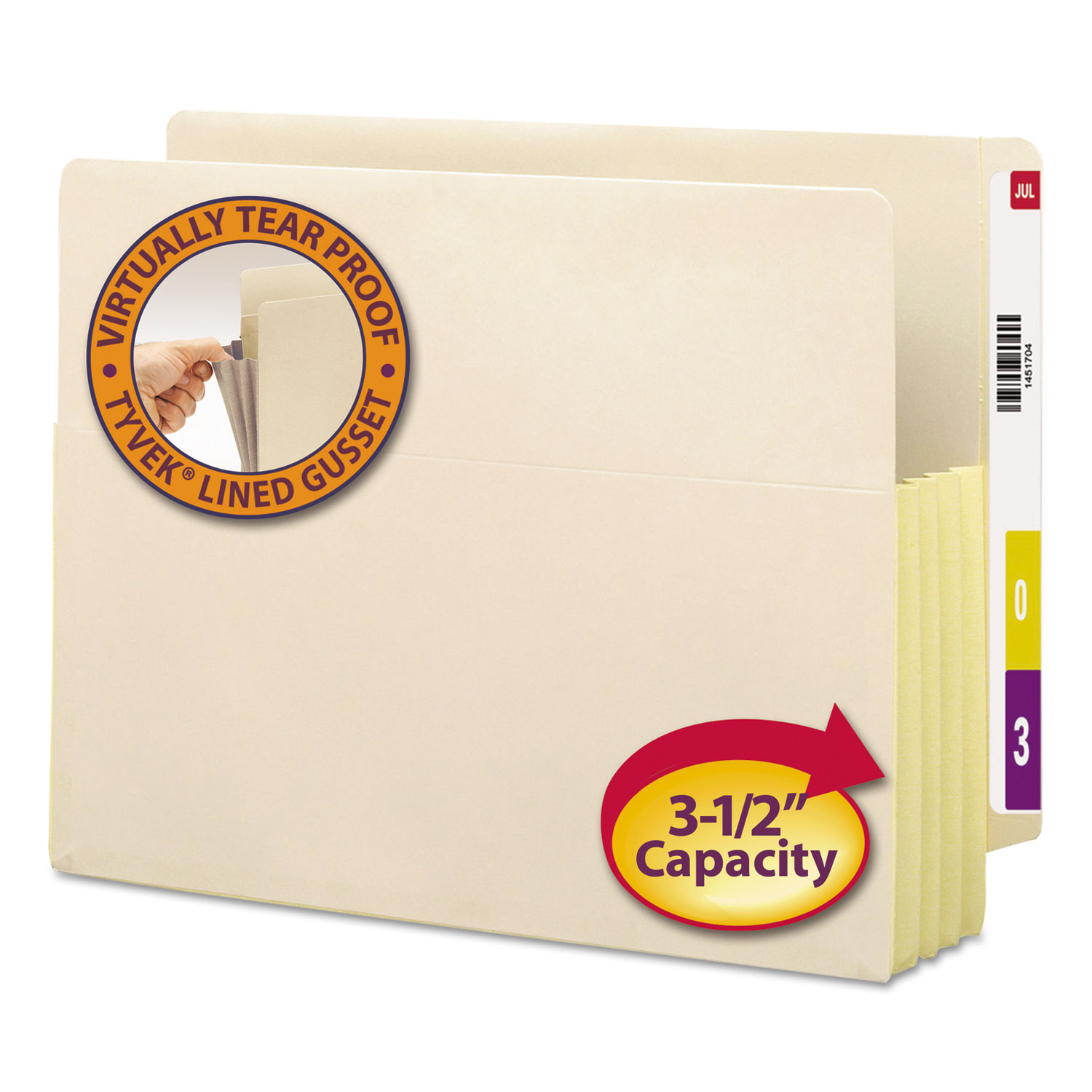  Smead 75164 Manila End Tab File Pockets, 3.5 Expansion, Letter Size, Manila, 10/Box (SMD75164) 