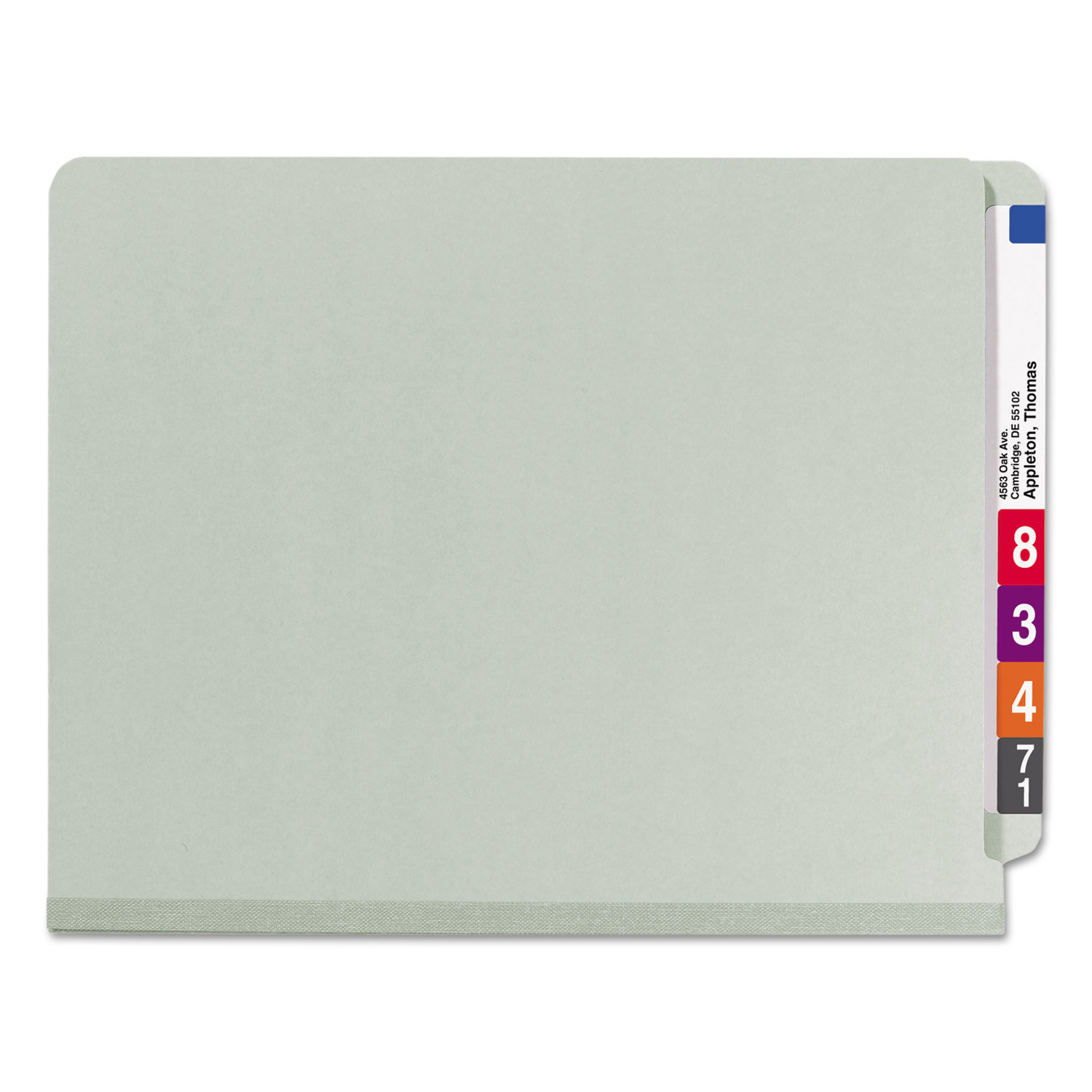 Pressboard End Tab Classification Folder, Letter, 6-Section, Gray/Green, 10/Box