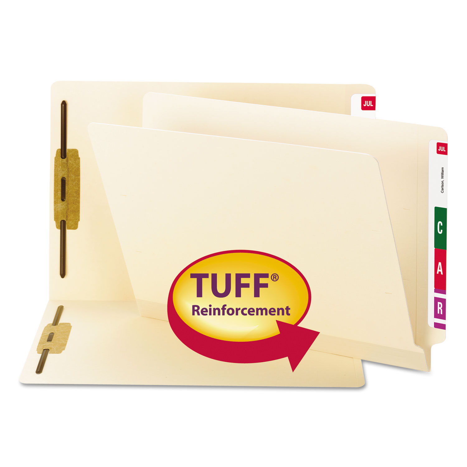 Smead 34105 TUFF Laminated 2-Fastener Folders with Reinforced Tab, Straight Tab, Letter Size, Manila, 50/Box (SMD34105) 