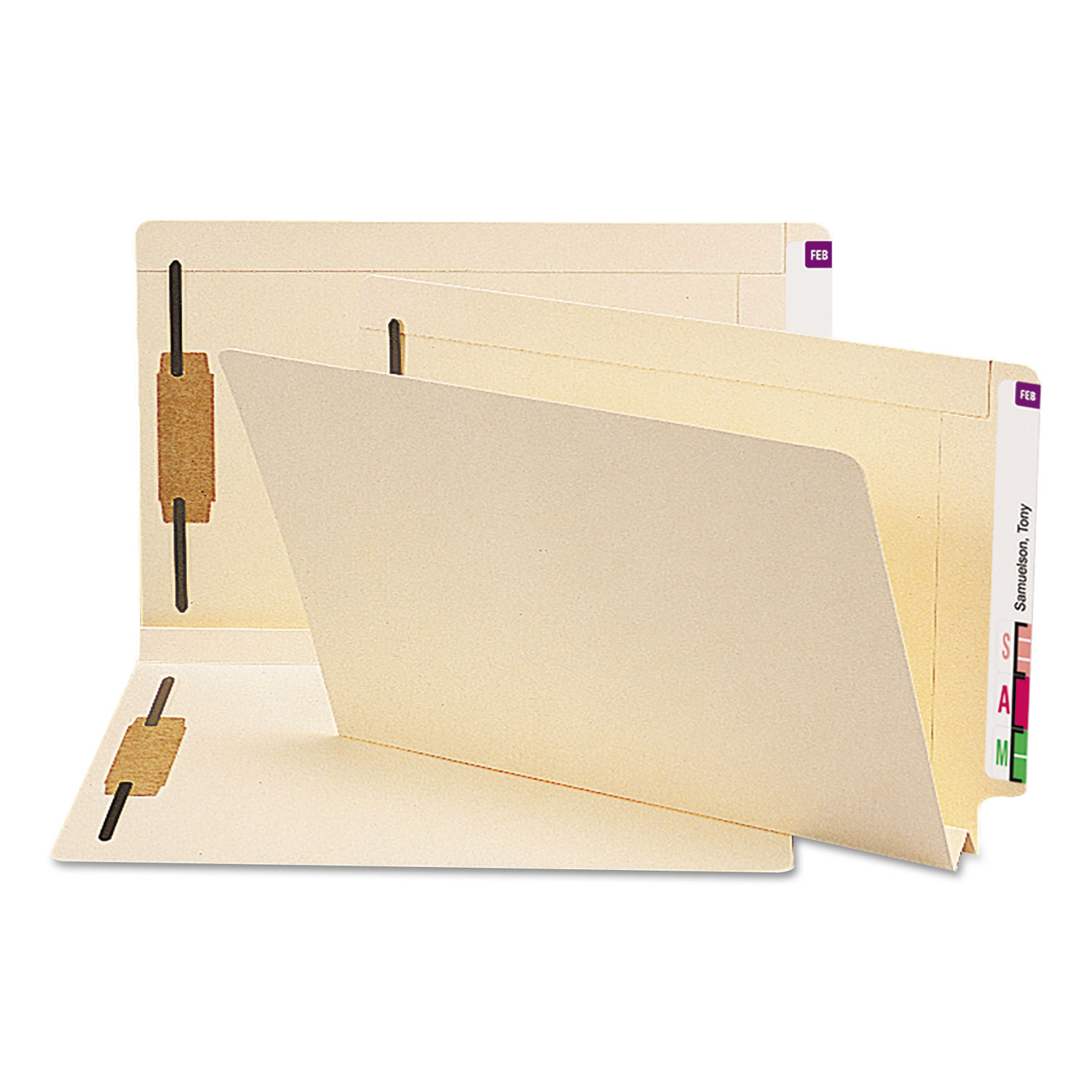 Manila End Tab 2-Fastener Folders with Reinforced Tabs, 1.5" Expansion, Straight Tab, Legal Size, 14 pt. Manila, 50/Box