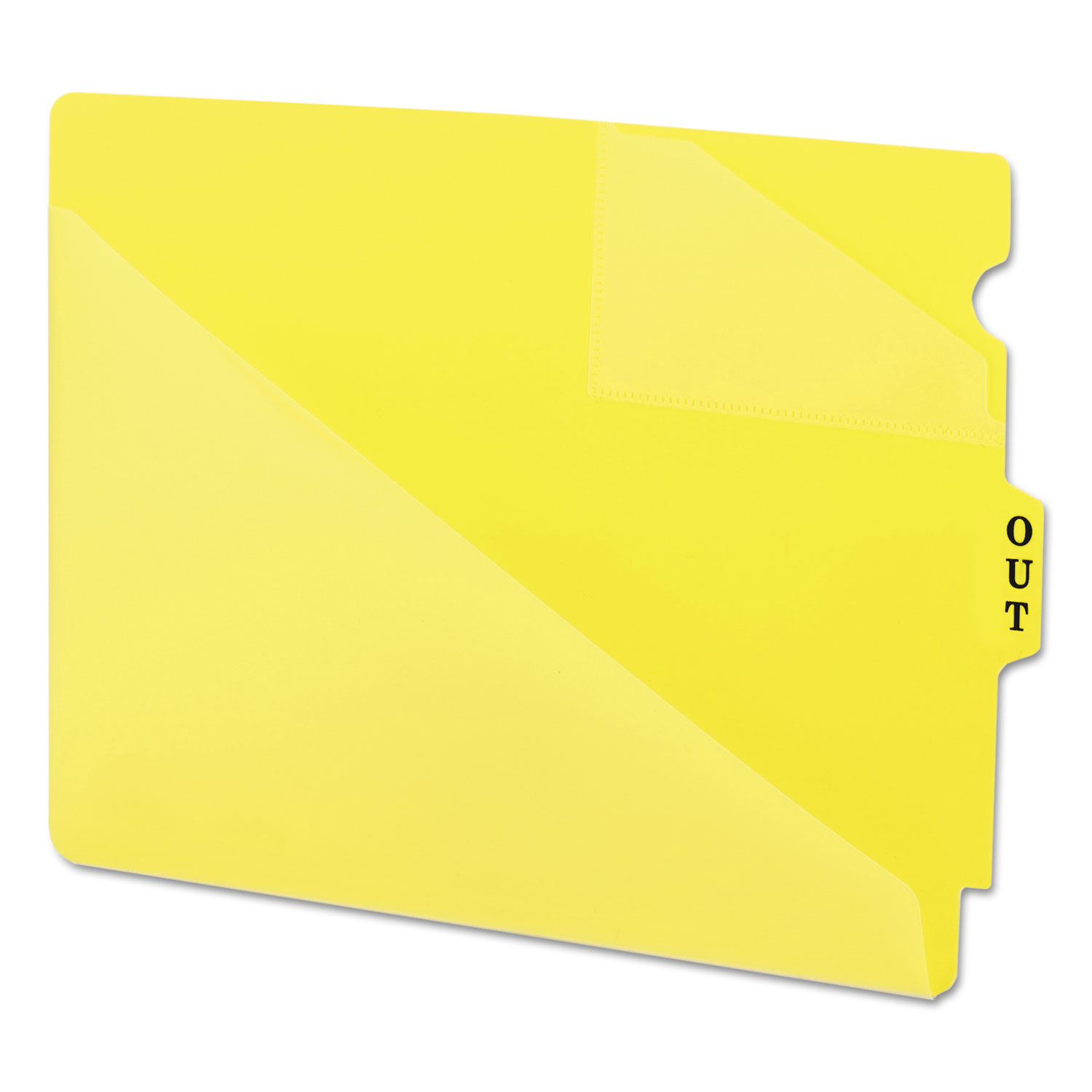 Out Guides w/Diagonal-Cut Pockets, Poly, Letter, Yellow, 50/Box