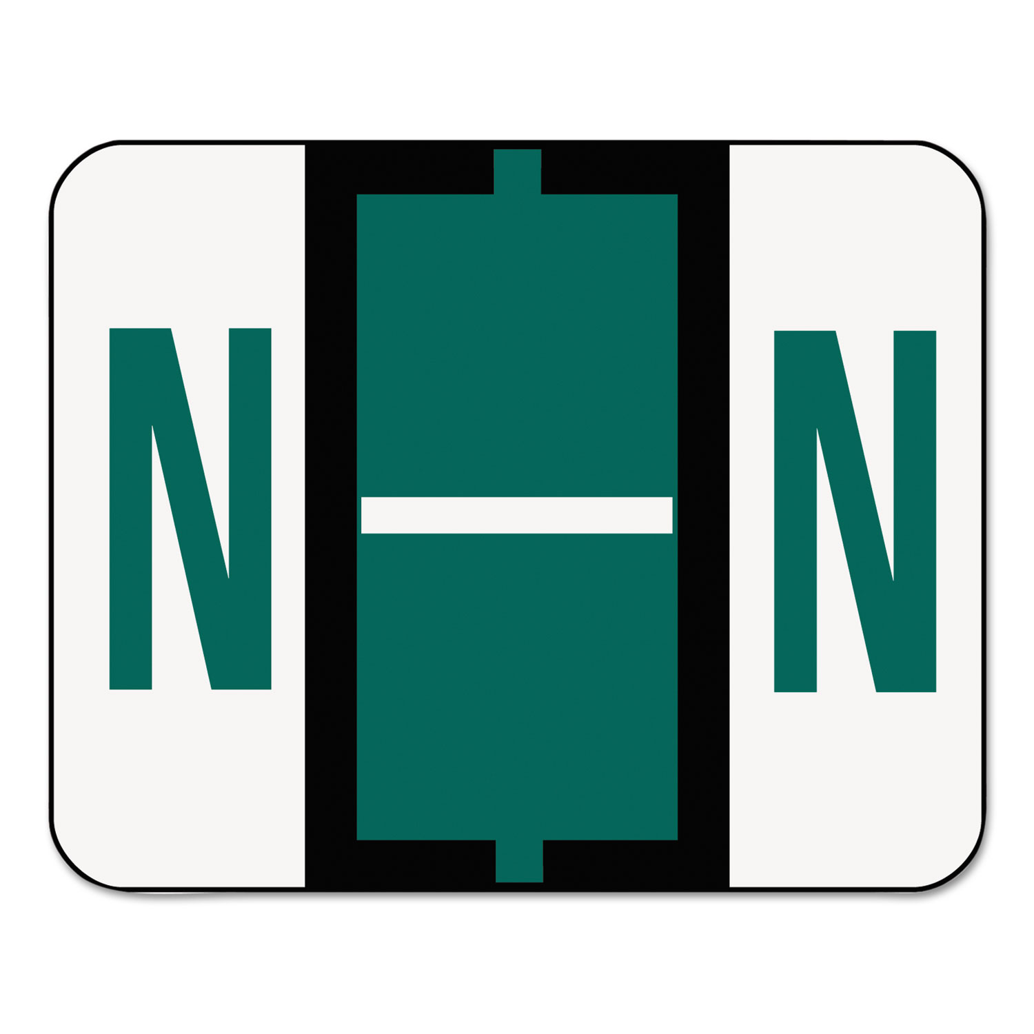 A-Z Color-Coded Bar-Style End Tab Labels, Letter N, Dark Green, 500/Roll
