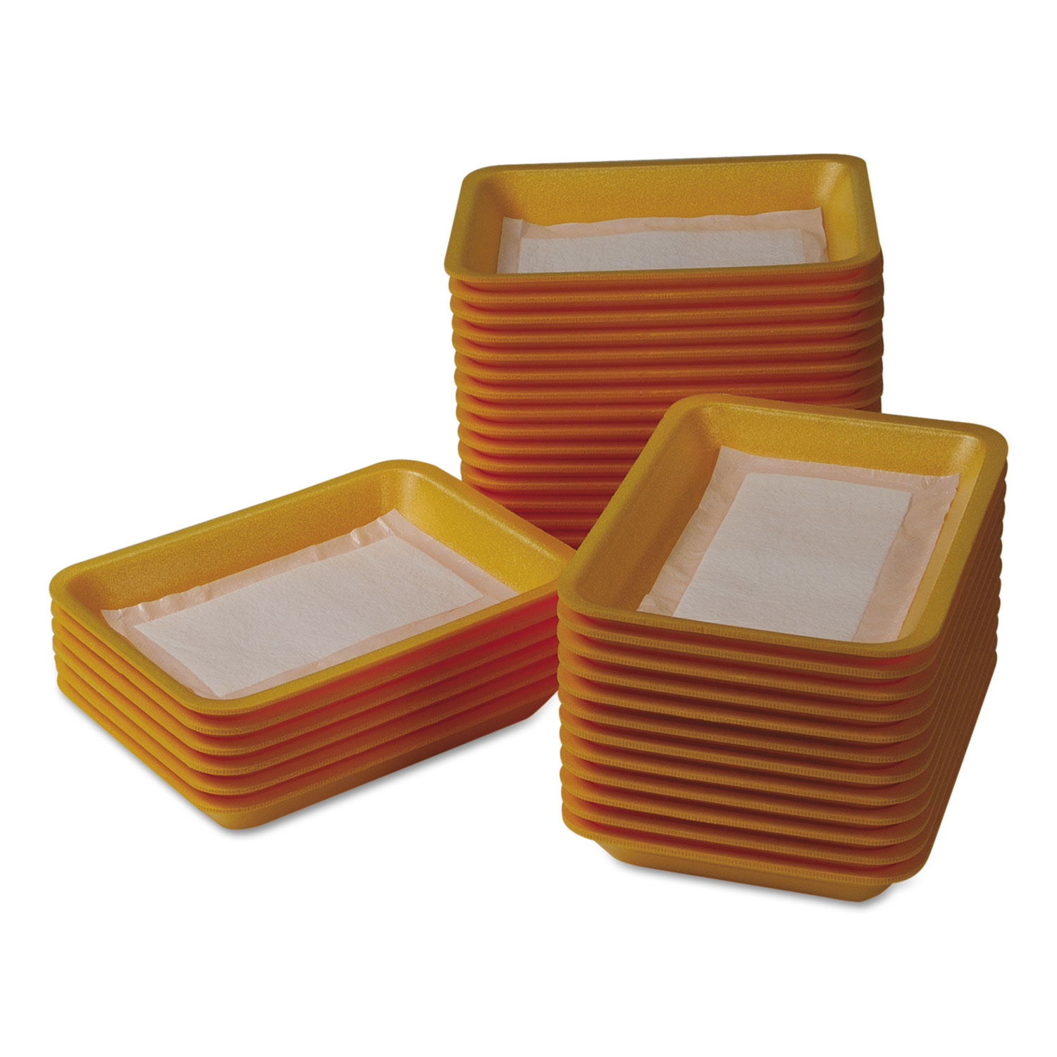Meat Tray Pads, 6w x 4 1/2d, White/Yellow, 2000/Carton