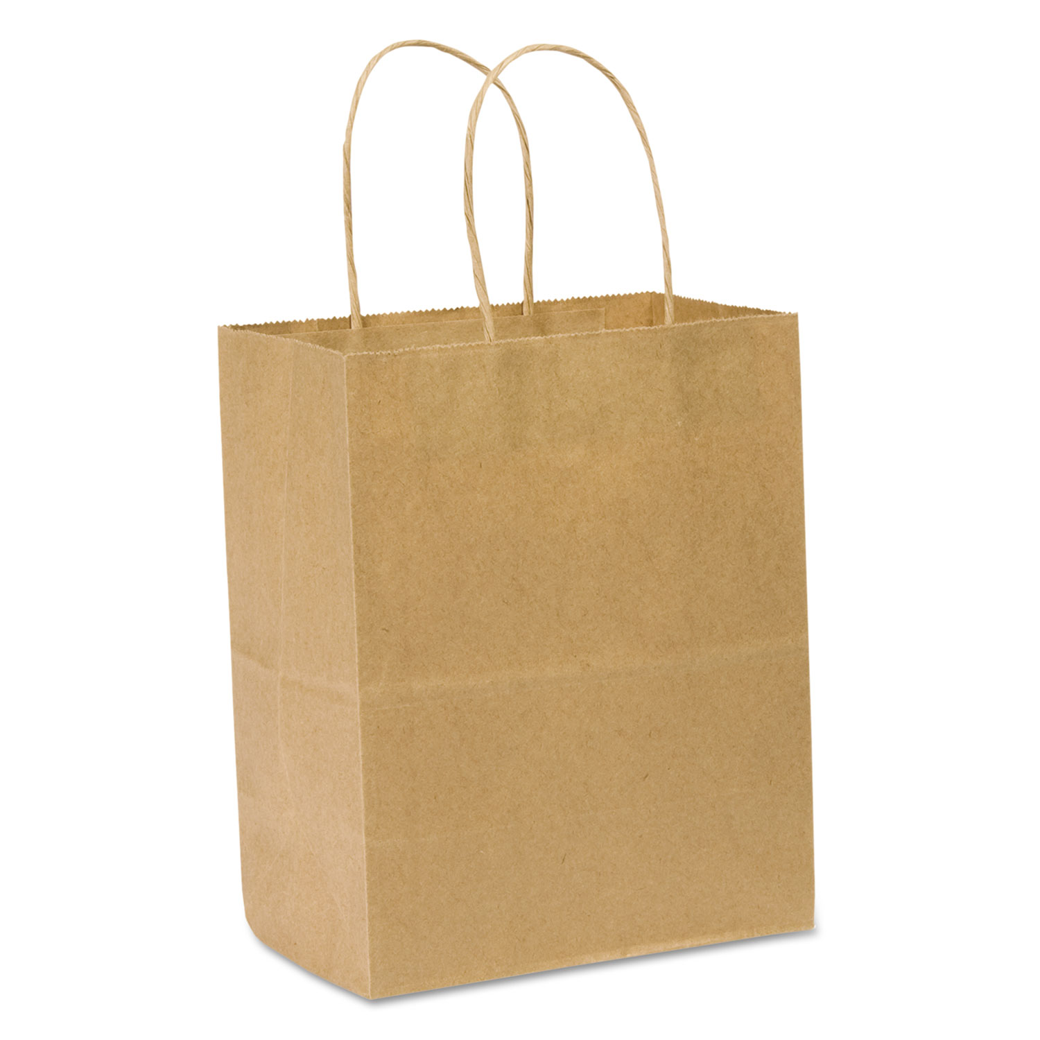 Paper Shopping Bag, 60lb Kraft, Heavy-Duty 8 x 4 1/2 x 10 1/4, 250 bags