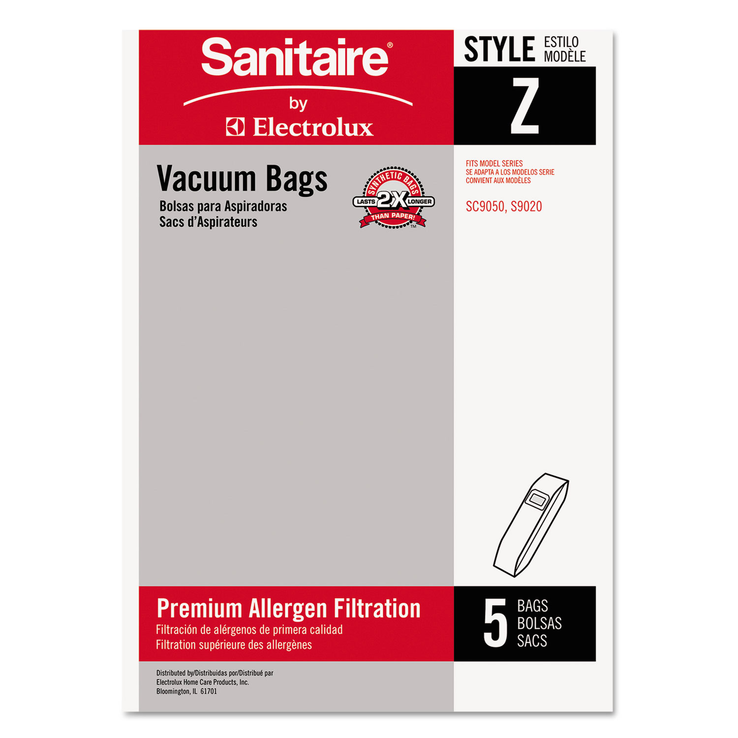  Sanitaire EUR 63881A-10 Style Z Vacuum Bags, 5/Pack, 10 Packs/Carton (EUR63881A10CT) 