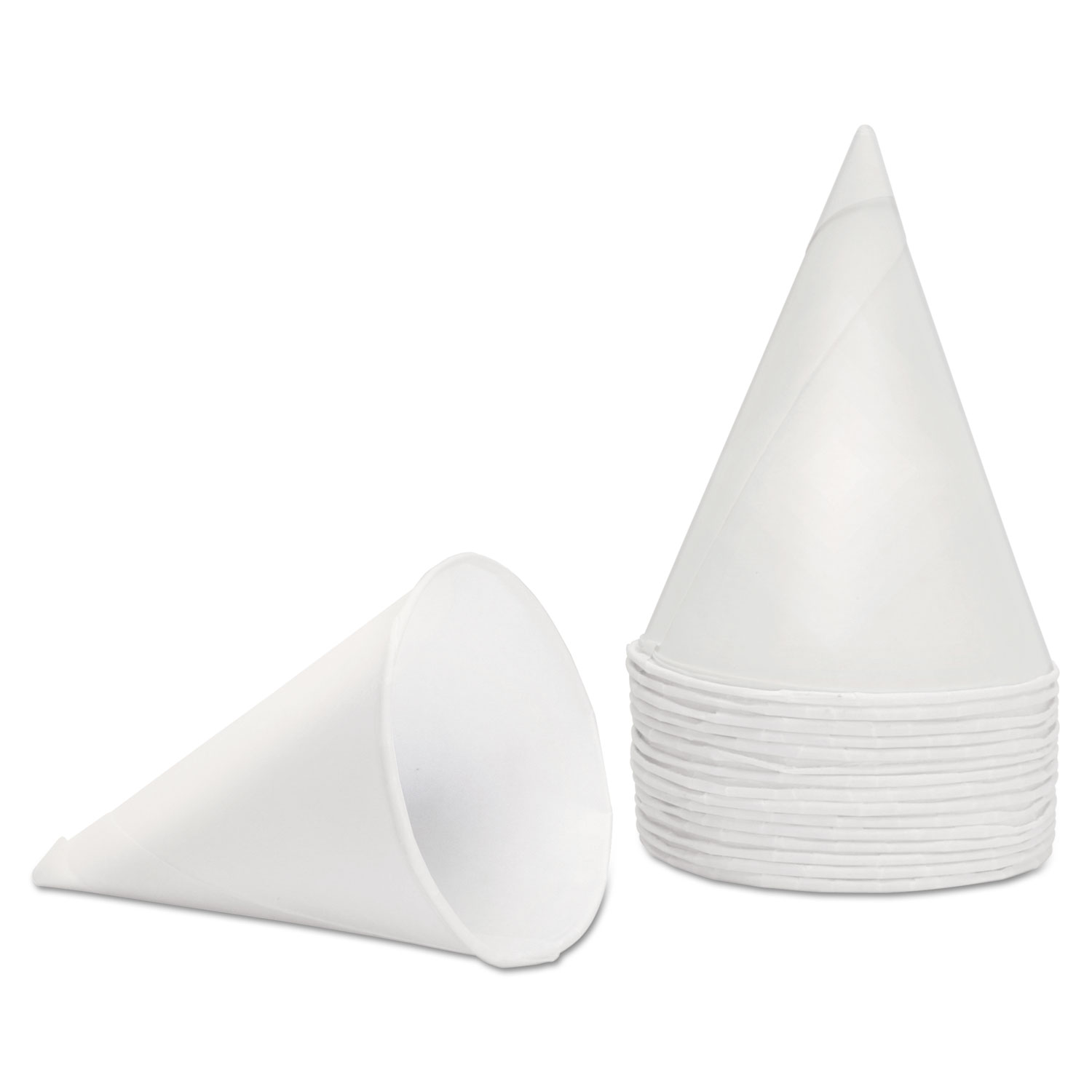  Konie KCI 45KBR Rolled Rim, Poly Bagged  Paper Cone Cups, 4.5oz, White, 5000/Carton (KCI45KBR) 