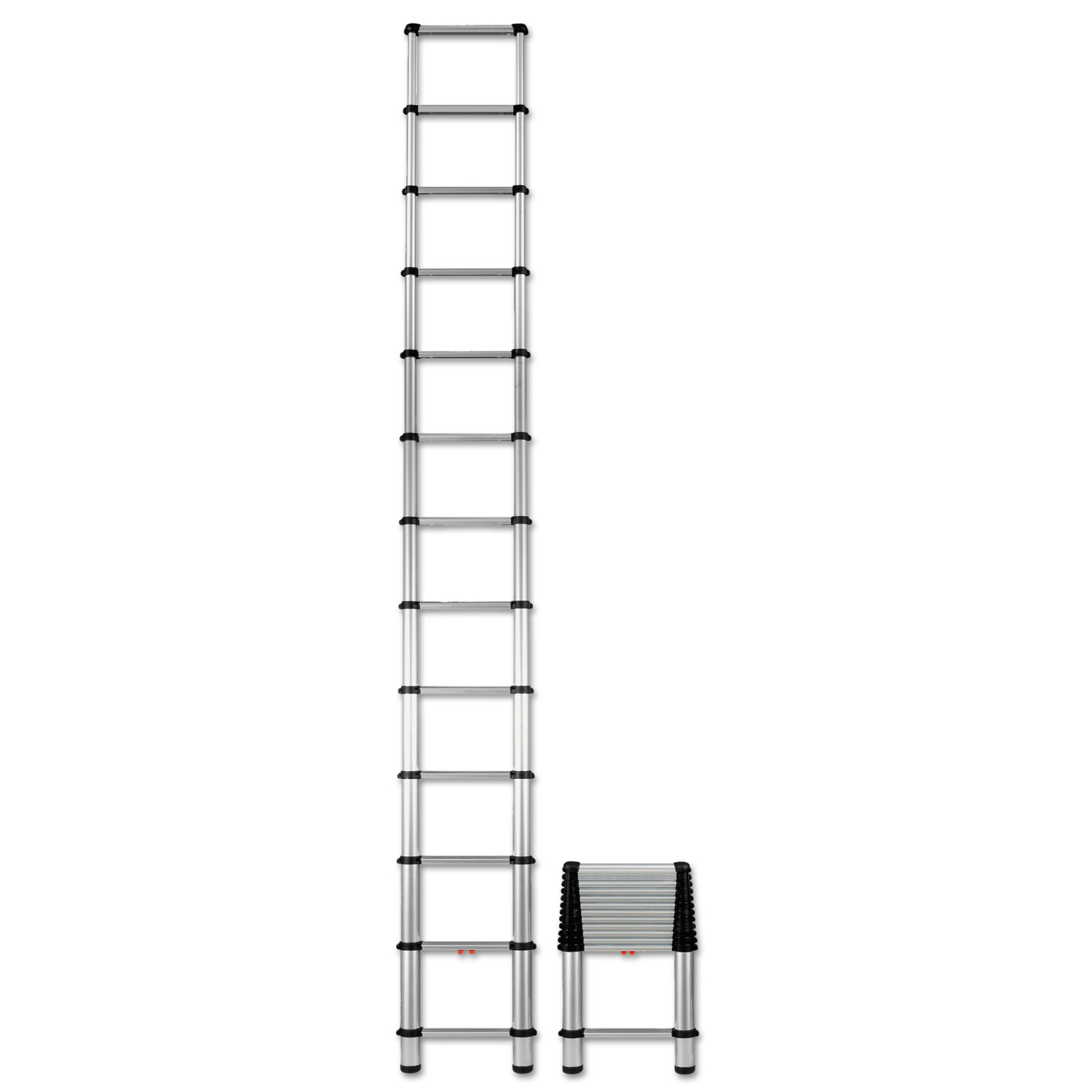 Telescopic Extension Ladder, 16 ft, 250lb, 12-Step, Aluminum