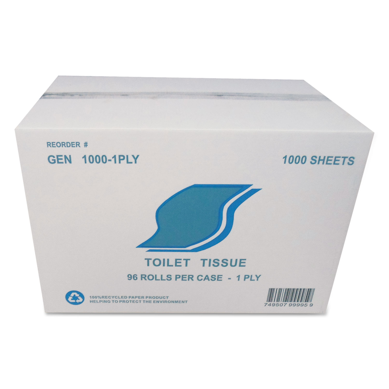  GEN GEN10001PLY Small Roll Bath Tissue, Septic Safe, 1-Ply, White, 1000 Sheets/Roll, 96 Rolls/Carton (GEN10001PLY) 