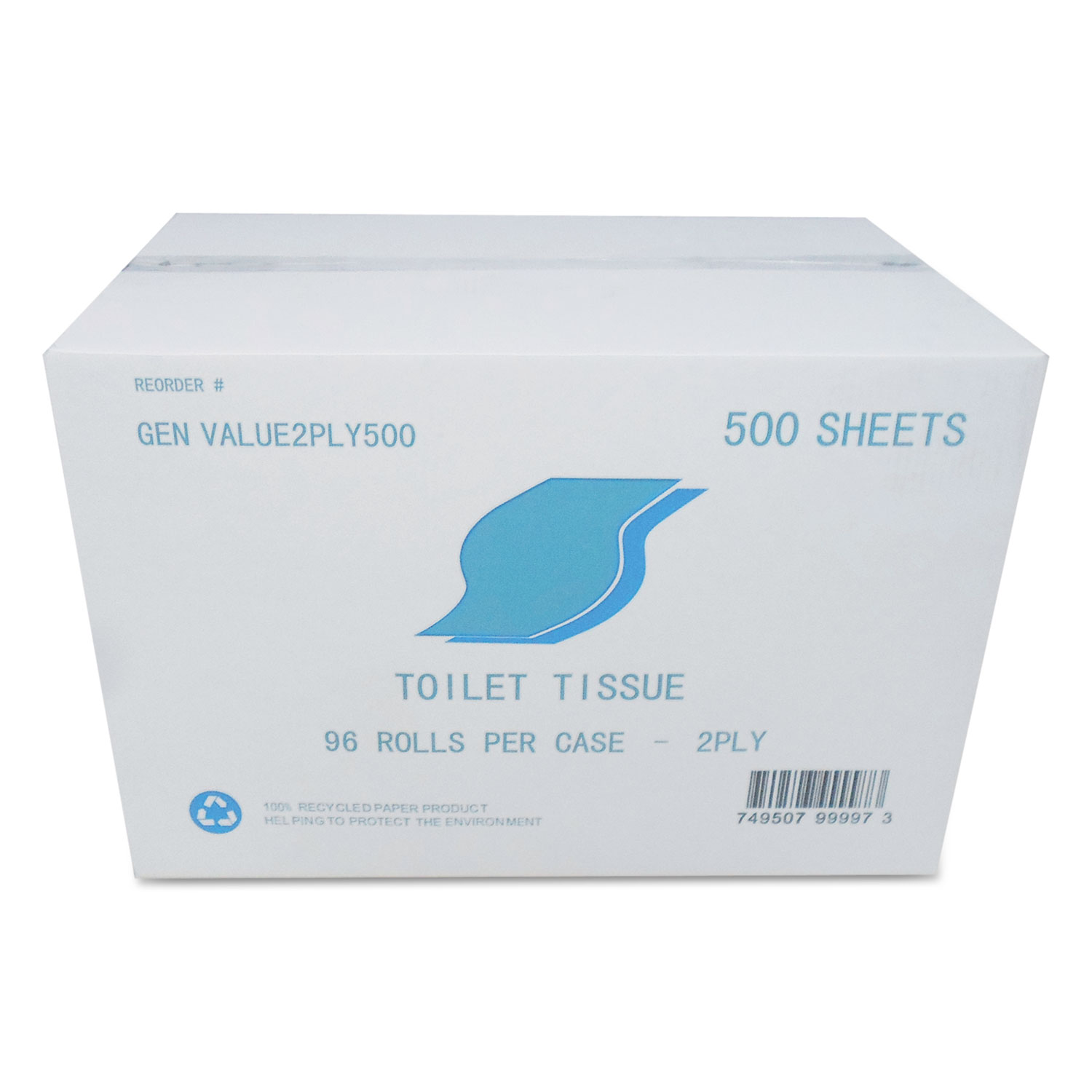 Small Roll Bath Tissue, 2-Ply, White, 500 Sheets/Roll, 96/Carton