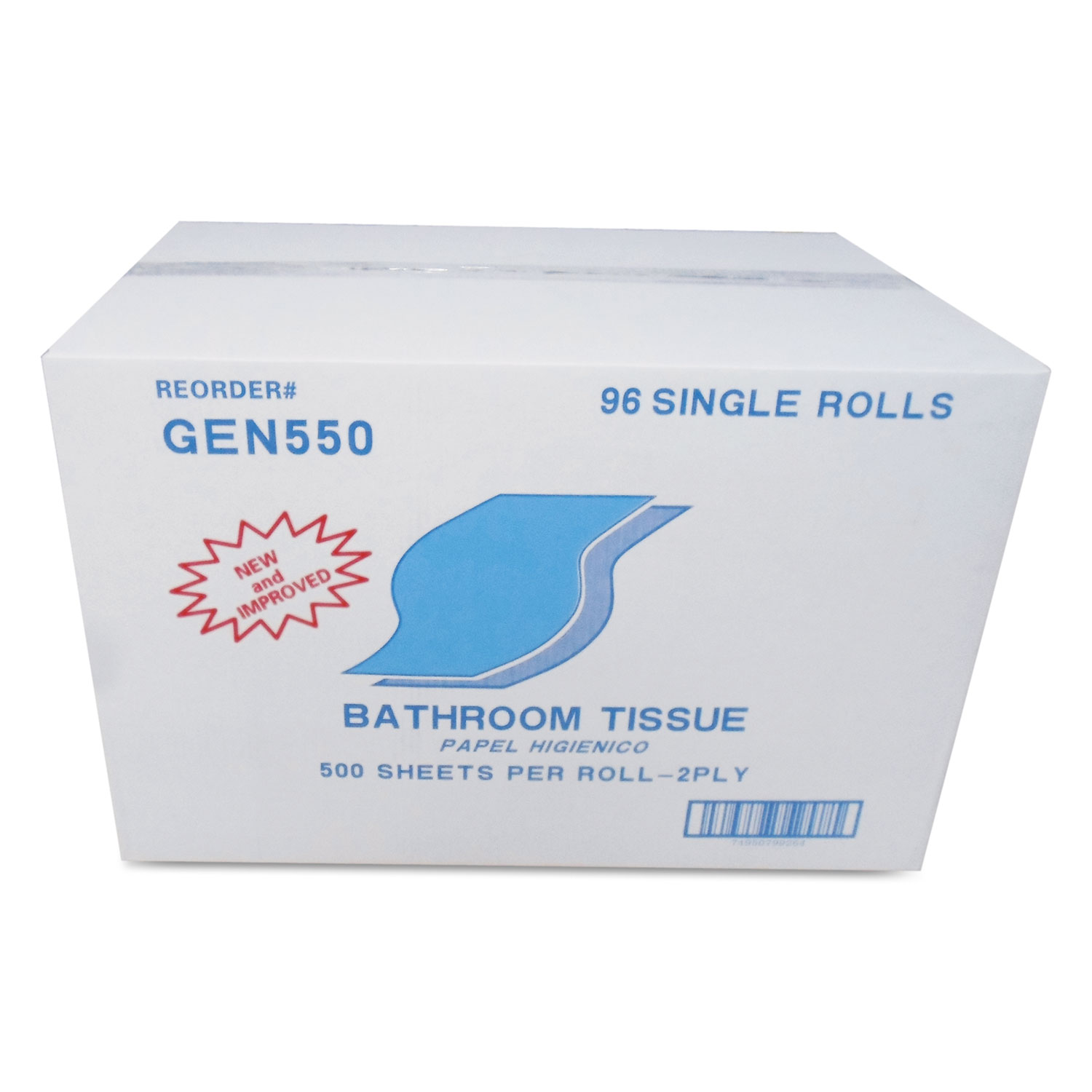  GEN GEN550 Bath Tissue, Septic Safe, 2-Ply, White, 500 Sheets/Roll, 96 Rolls/Carton (GEN550) 