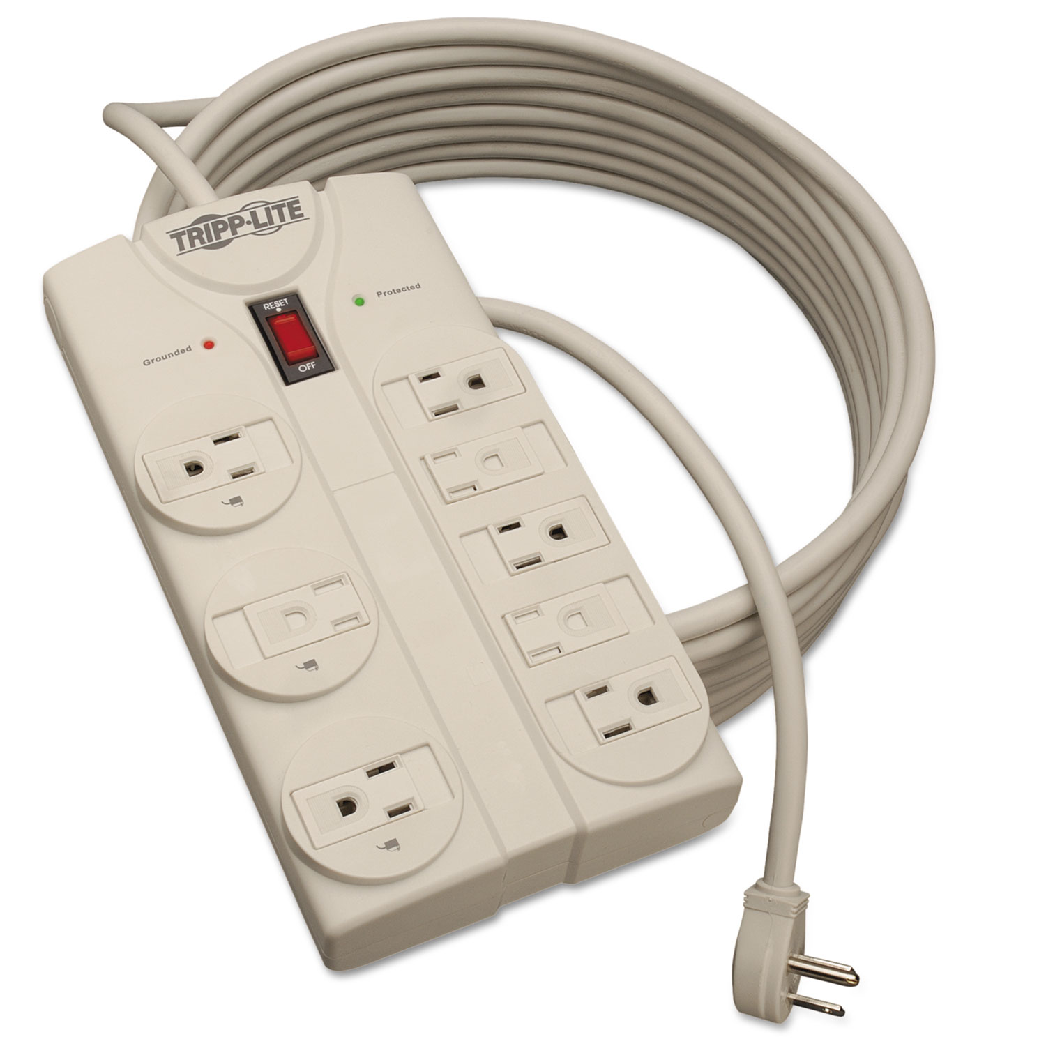  Tripp Lite TLP825 Protect It! Surge Protector, 8 Outlets, 25 ft. Cord, 1440 Joules, Light Gray (TRPTLP825) 