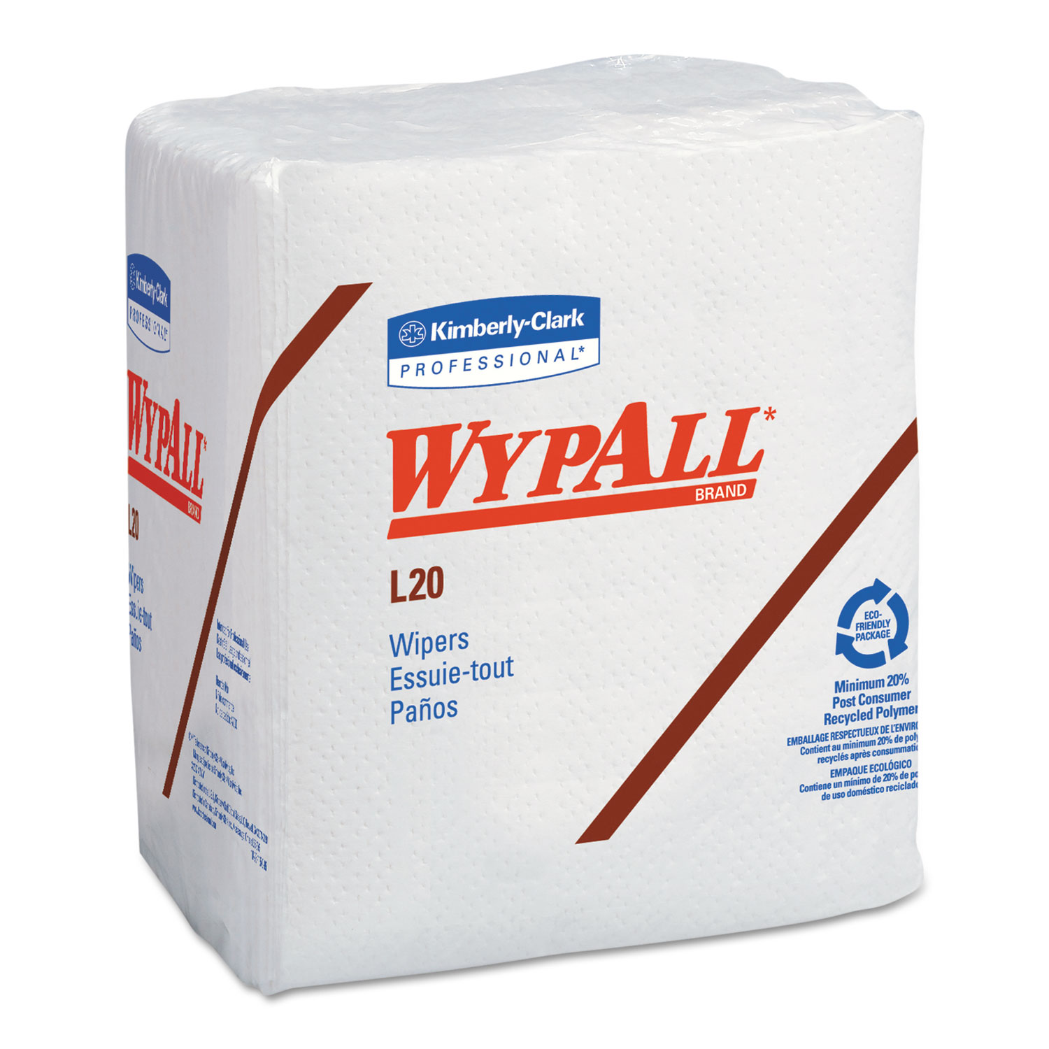 WypAll KCC 47022 L20 Towels, 1/4 Fold, 4-Ply, 12 1/5 x 13, White, 68/Pack, 12/Carton (KCC47022) 