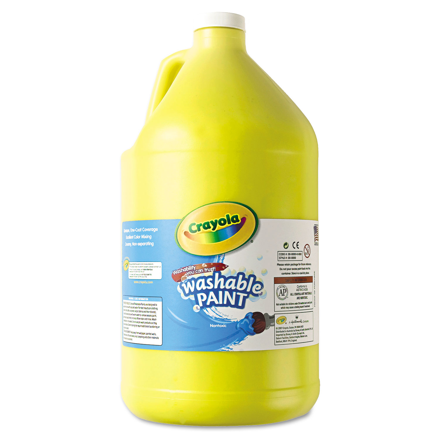 Washable Paint, Yellow, 1 gal