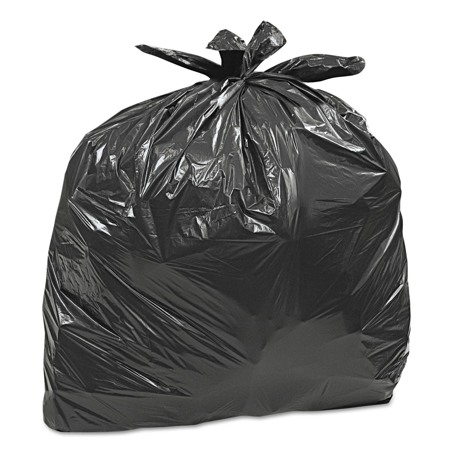 Large Trash Bags, 33 gal, 0.75 mil, 32 1/2 x 40, Black, 50/BX, 6 BX/CT