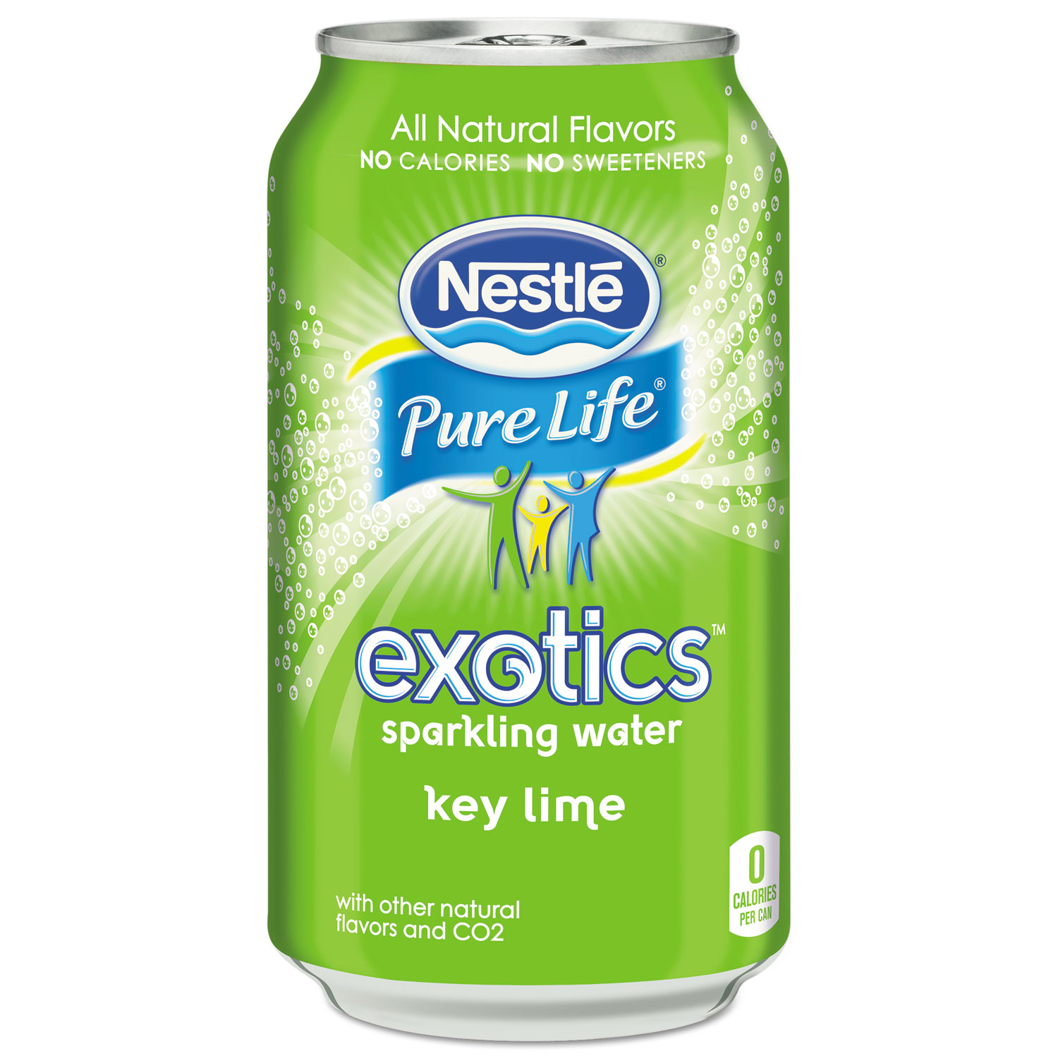 Pure Life Exotics Sparkling Water, Key Lime, 12 oz Can, 24/Carton