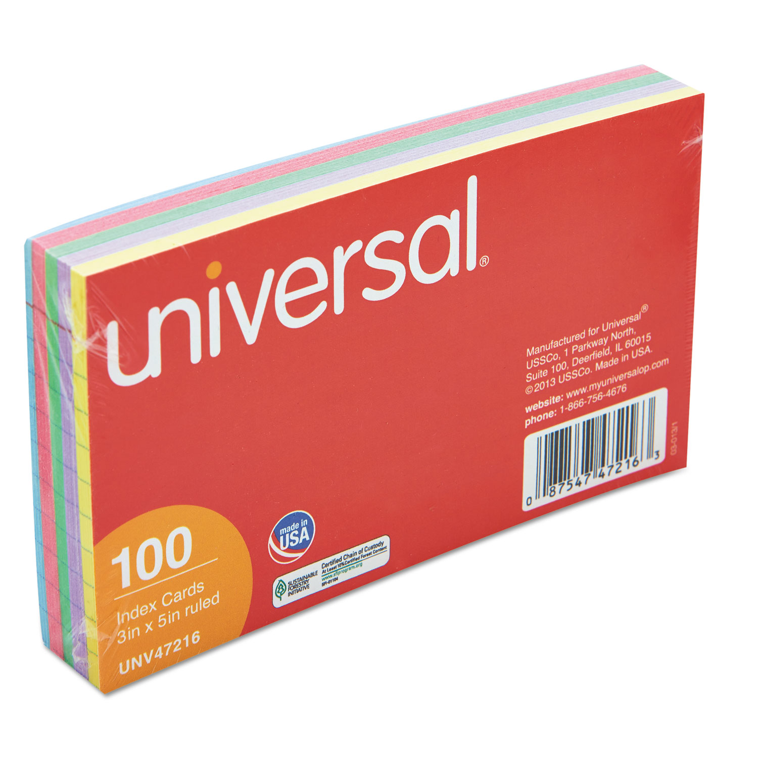 UNV47236 Index Cards, 4x6/Salmon/Green/Cherry/Canary, 2