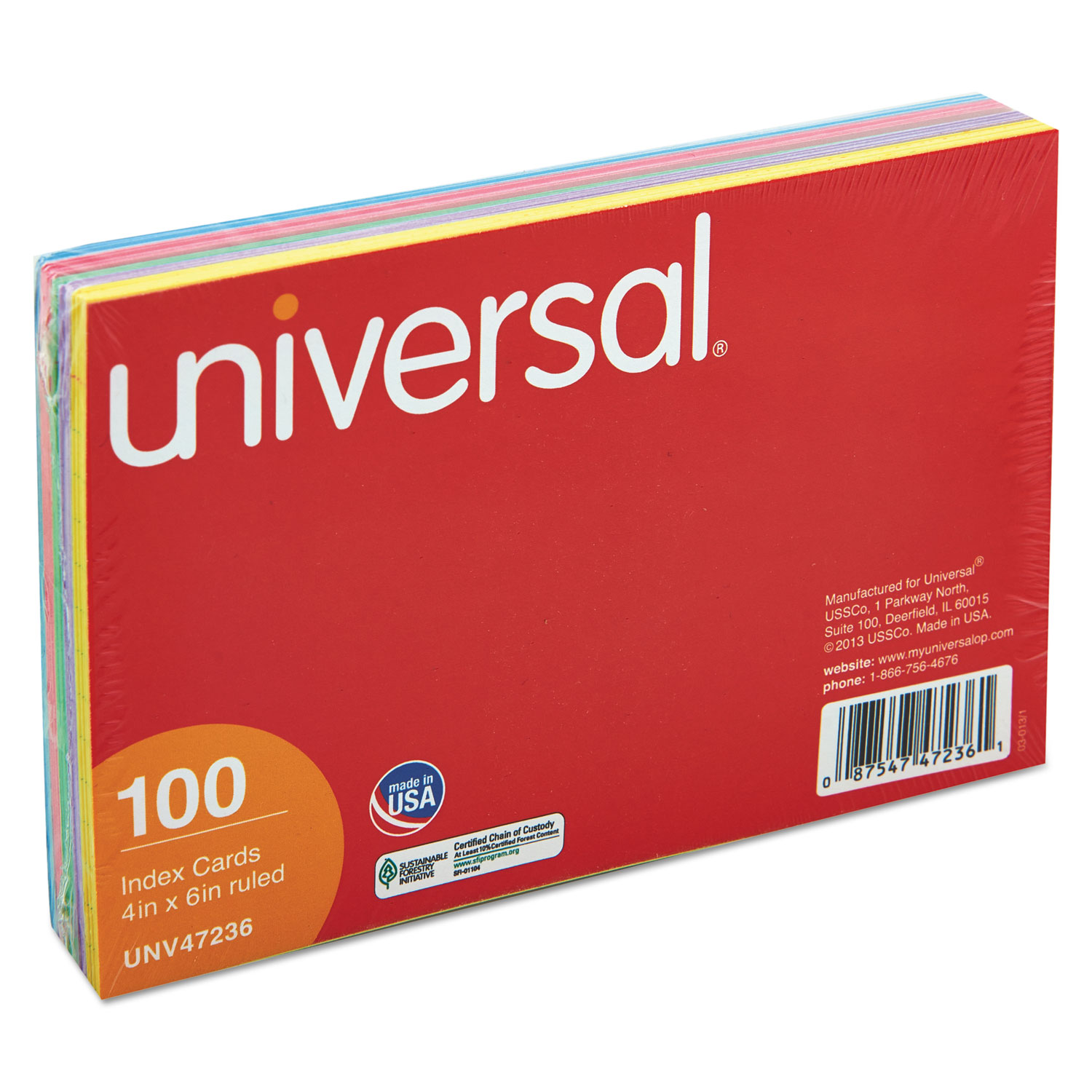 UNIVERSAL 4" x 6" Ruled Index Cards 100 per pack Asst Colors Details about   3 