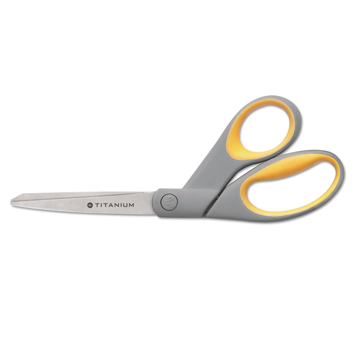 5110016296574 SKILCRAFT Westcott Titanium Bonded Scissors, 8 Long, 3.5  Cut Length, Gray/Yellow Offset Handle - ASE Direct