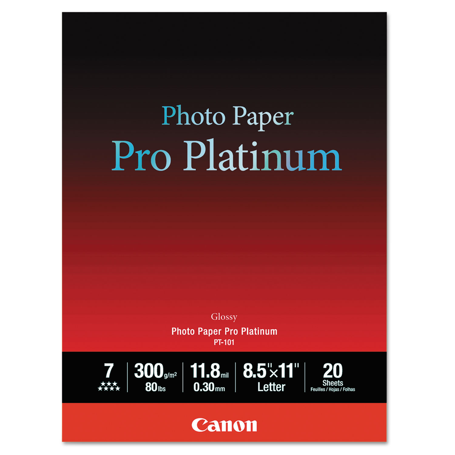 Photo Paper Pro Platinum, 11.8 mil, 8.5 x 11, High-Gloss White, 20/Pack