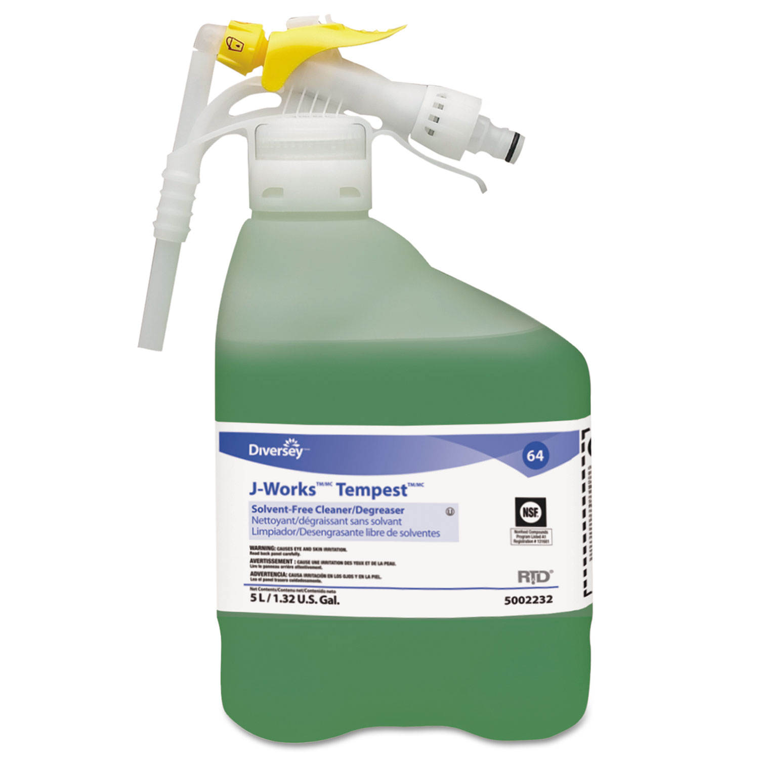  Diversey 95002232 J-Works Tempest Solvent Free Cleaner/Degreaser, Unscented, 5L RTD Bottle (DVO95002232) 
