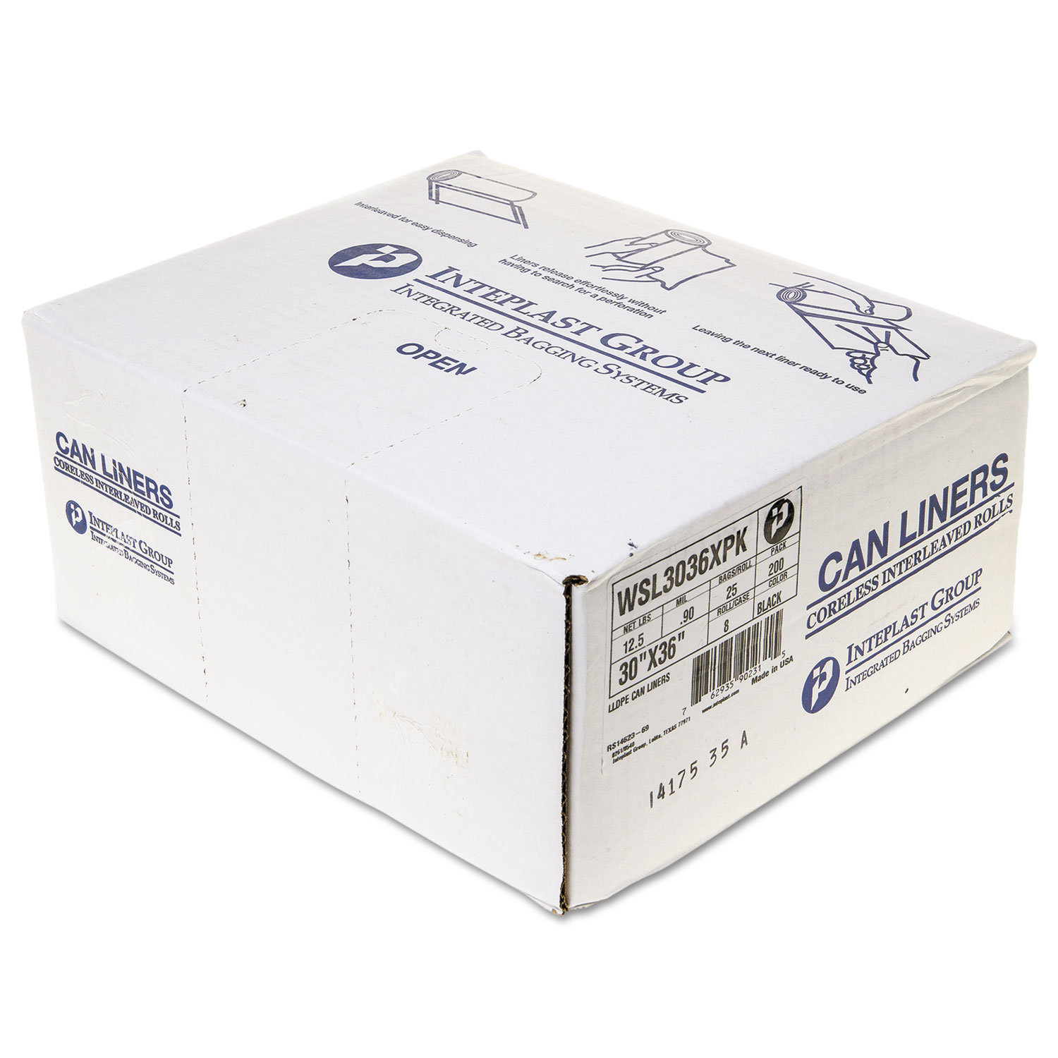  Inteplast Group WSL3036XPK Low-Density Commercial Can Liners, 30 gal, 0.9 mil, 30 x 36, Black, 200/Carton (IBSSL3036XPK) 