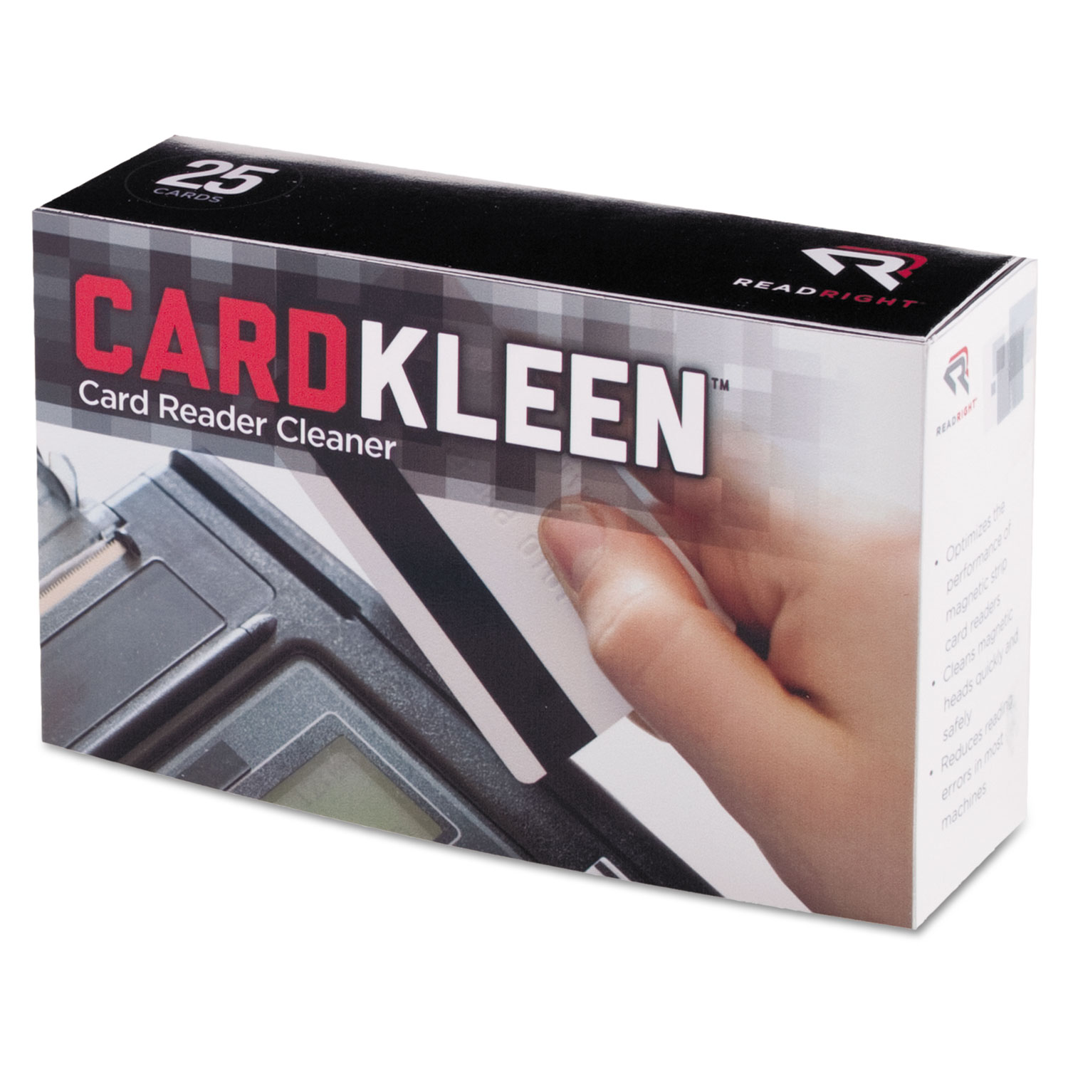  Read Right RR1222 CardKleen Presaturated Magnetic Head Cleaning Cards, 3 3/8 x 2 1/8, 25/Box (REARR1222) 