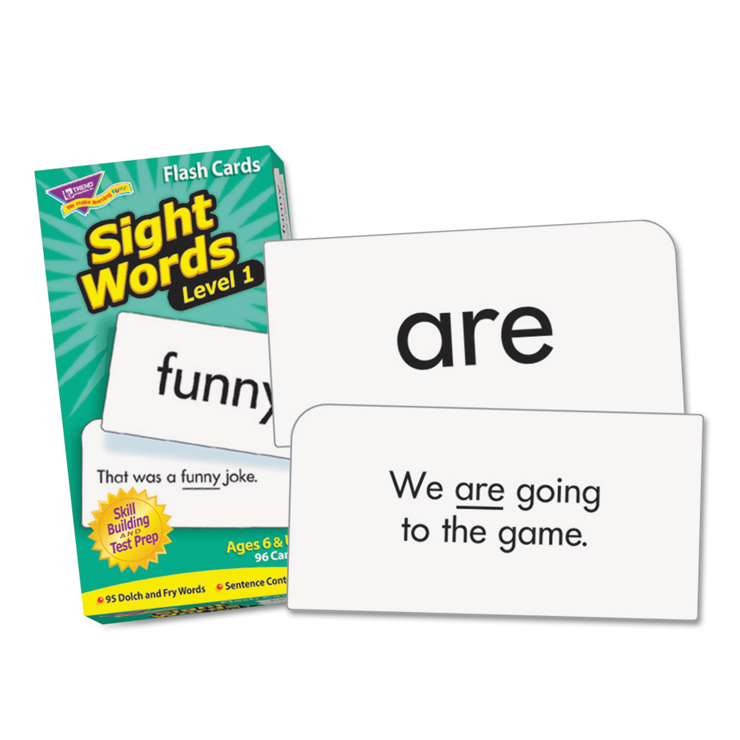 Skill Drill Flash Cards, Sight Words Set 1, 3 x 6, Black and White, 96