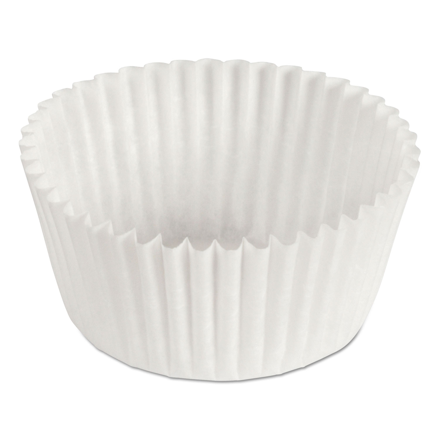 Fluted Bake Cups, 1 oz, 3.5 x 1.5 x 1, White, Paper, 500/Pack, 20 Packs/Carton