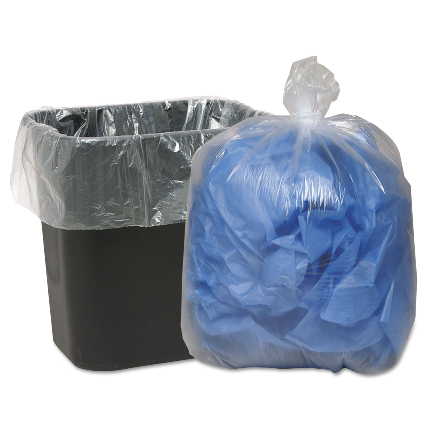 Clear Low-Density Can Liners, 7-10gal, .6mil, 24 x 23, Clear, 500/Carton