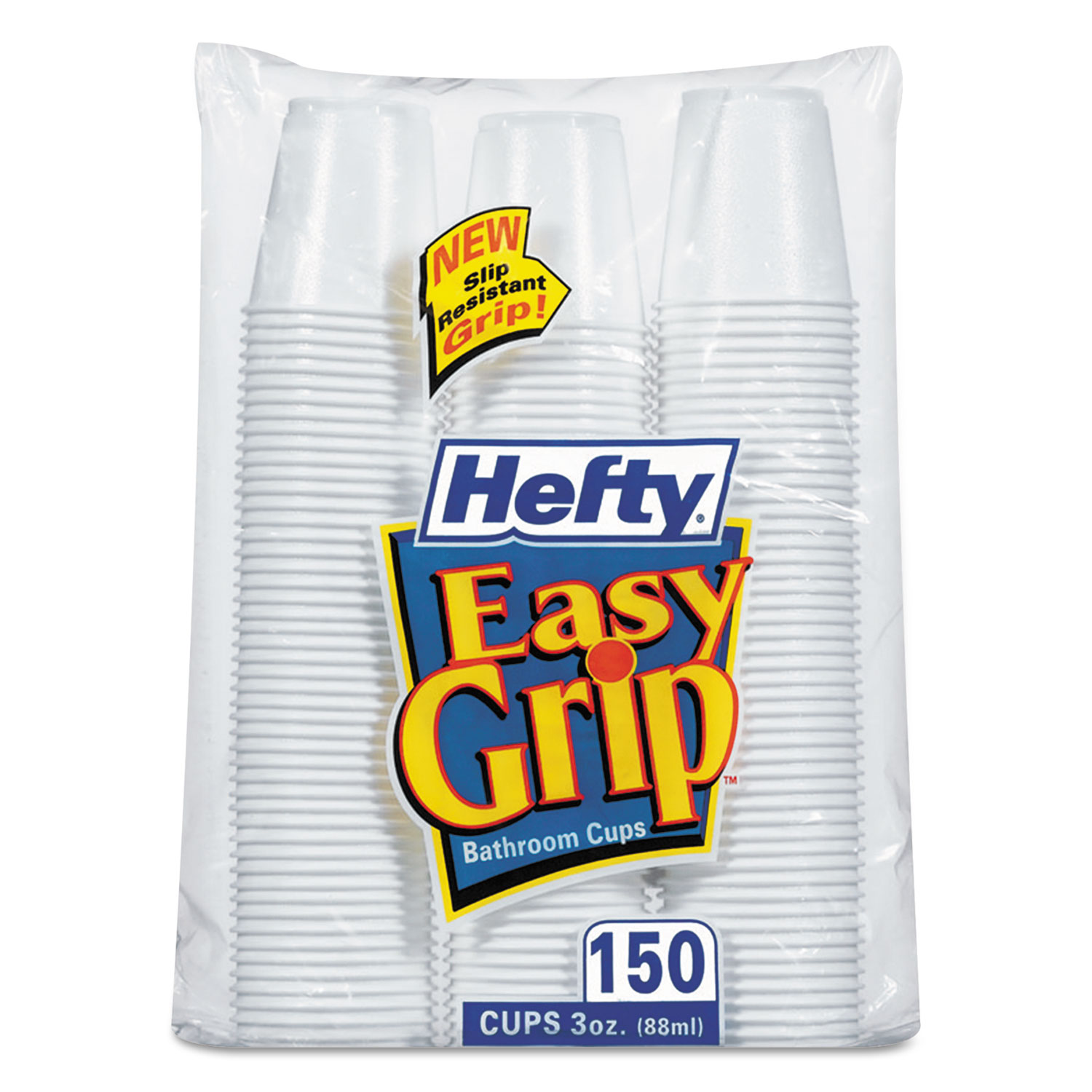 Hefty PAC C20315 Easy Grip Disposable Plastic Bathroom Cups, 3oz, White, 150/Pack, 12 Pks/Carton (RFPC20315CT) 