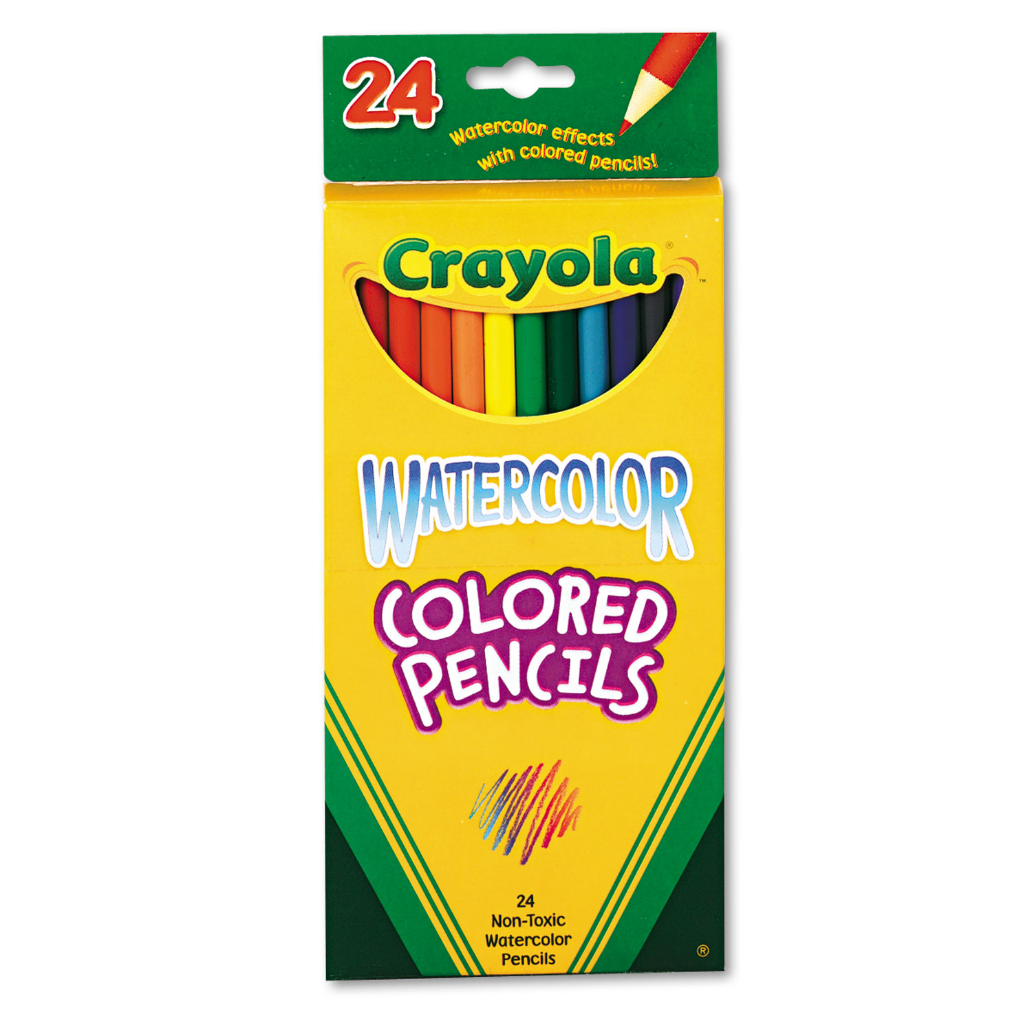 Crayola® Watercolor Pencil Set, 3.3 mm, 2B (#1), Assorted Lead/Barrel Colors, 24/Pack