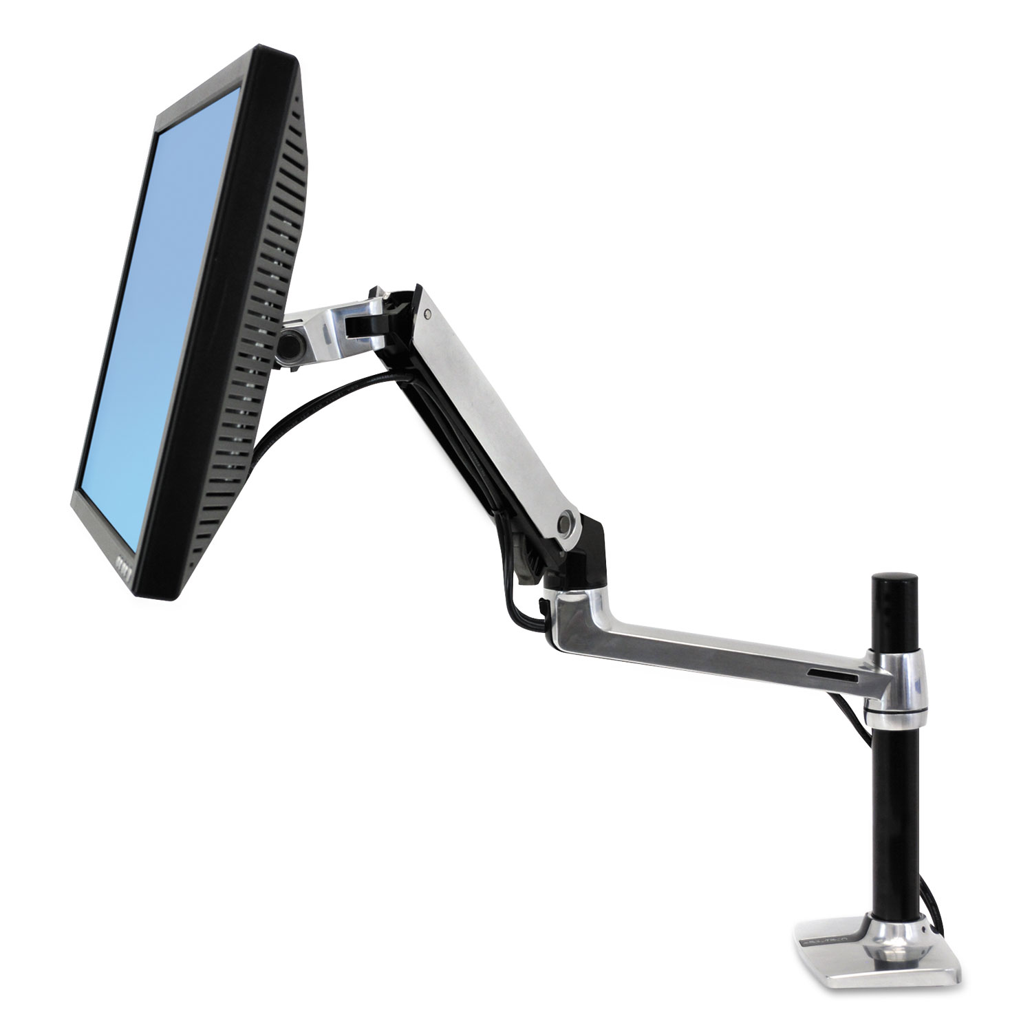 LX Series LCD Arm, Desk Mount with Tall Pole, Polished Aluminum/Black