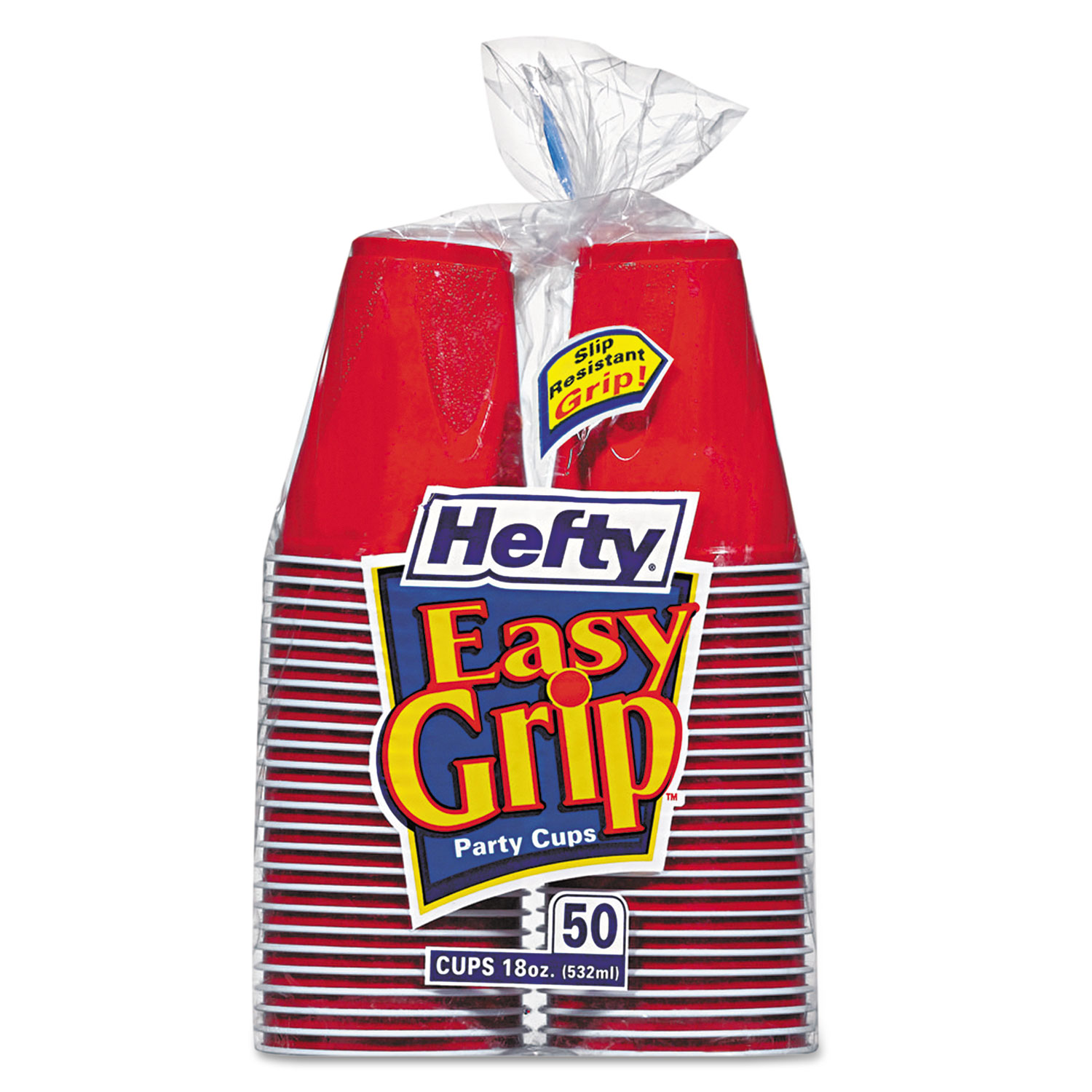  Hefty C21999CT Easy Grip Disposable Plastic Party Cups, 18 oz, Red, 50/Pack, 12 Packs/Carton (RFPC21999CT) 