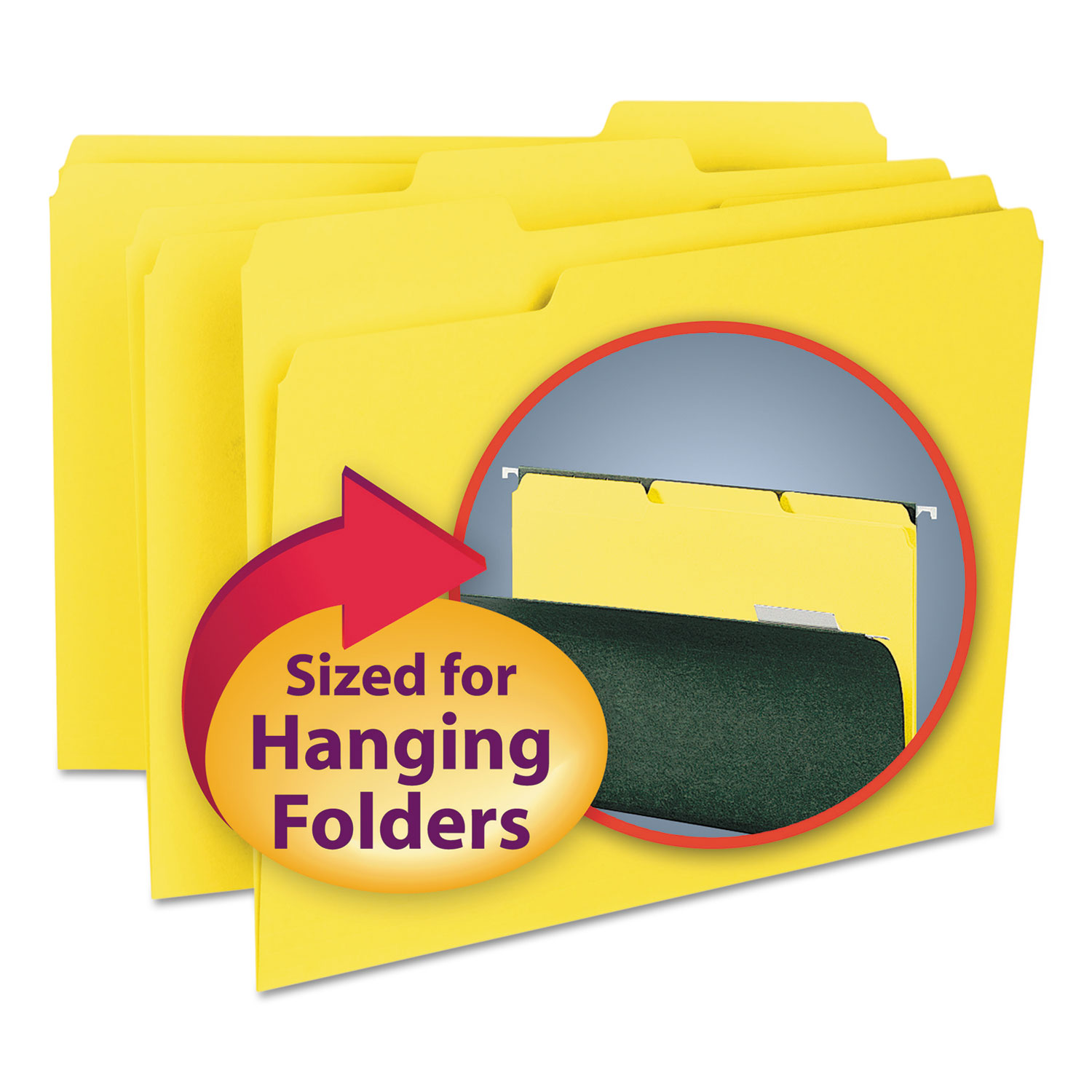  Smead 10271 Interior File Folders, 1/3-Cut Tabs, Letter Size, Yellow, 100/Box (SMD10271) 