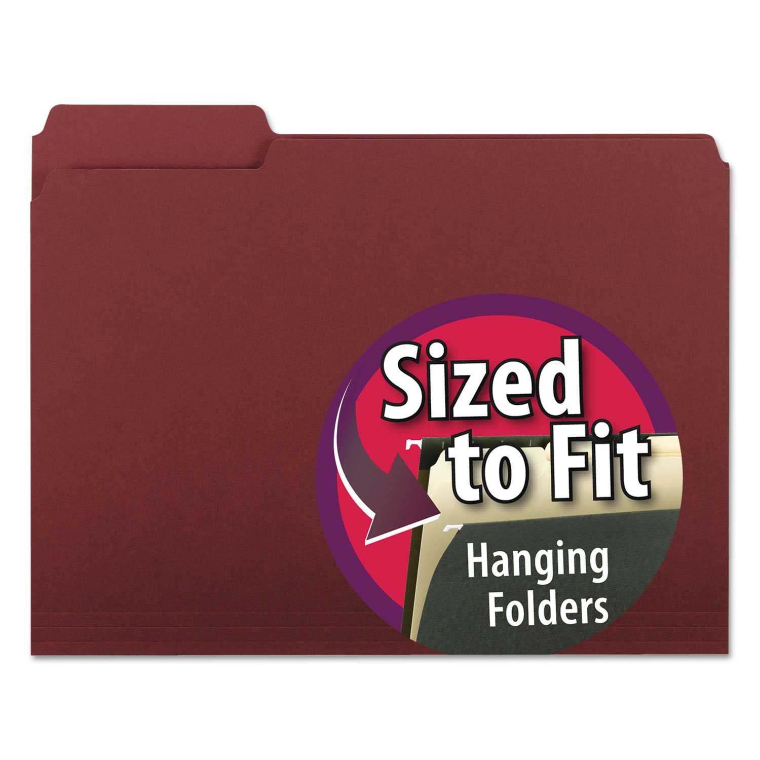  Smead 10275 Interior File Folders, 1/3-Cut Tabs, Letter Size, Maroon, 100/Box (SMD10275) 