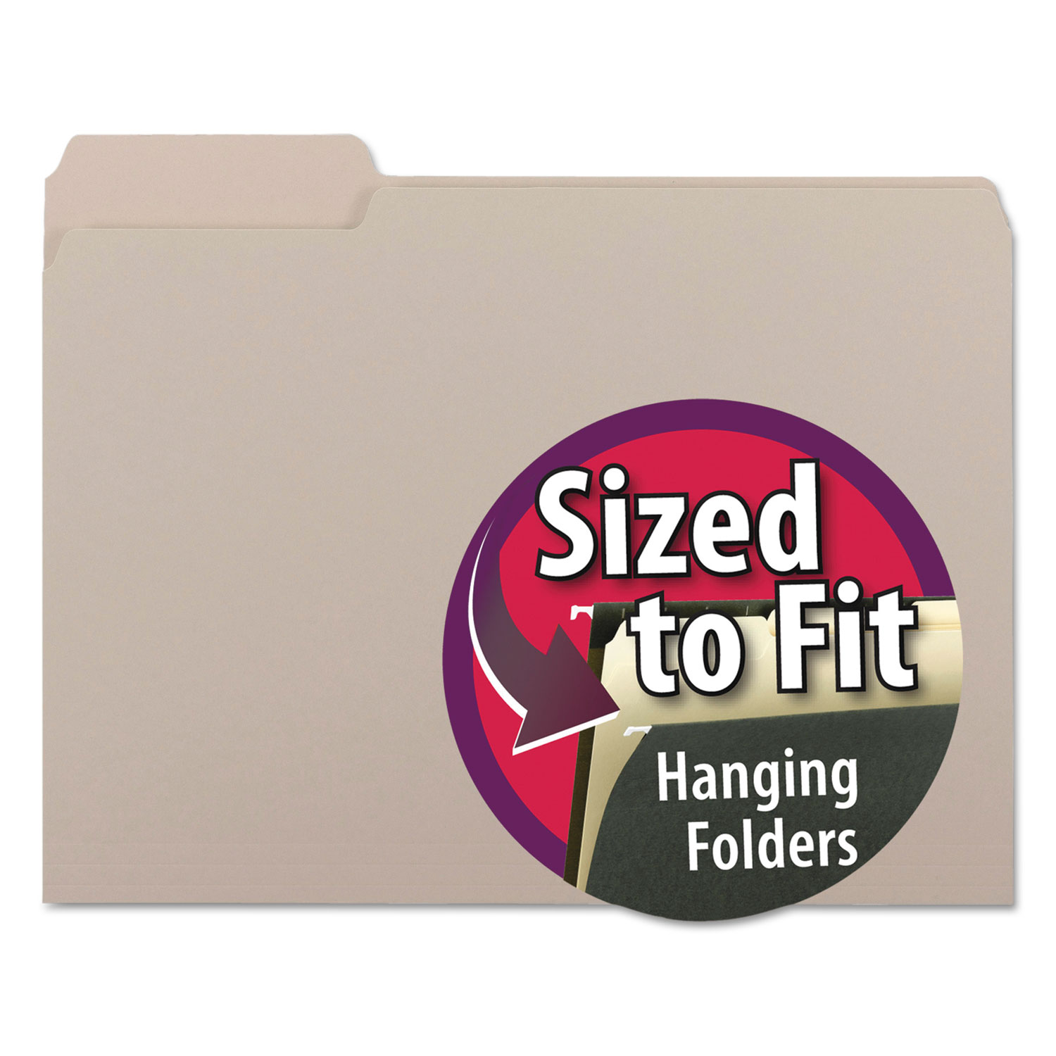 Interior File Folders, 1/3Cut Tabs Assorted, Letter Size, 0.75