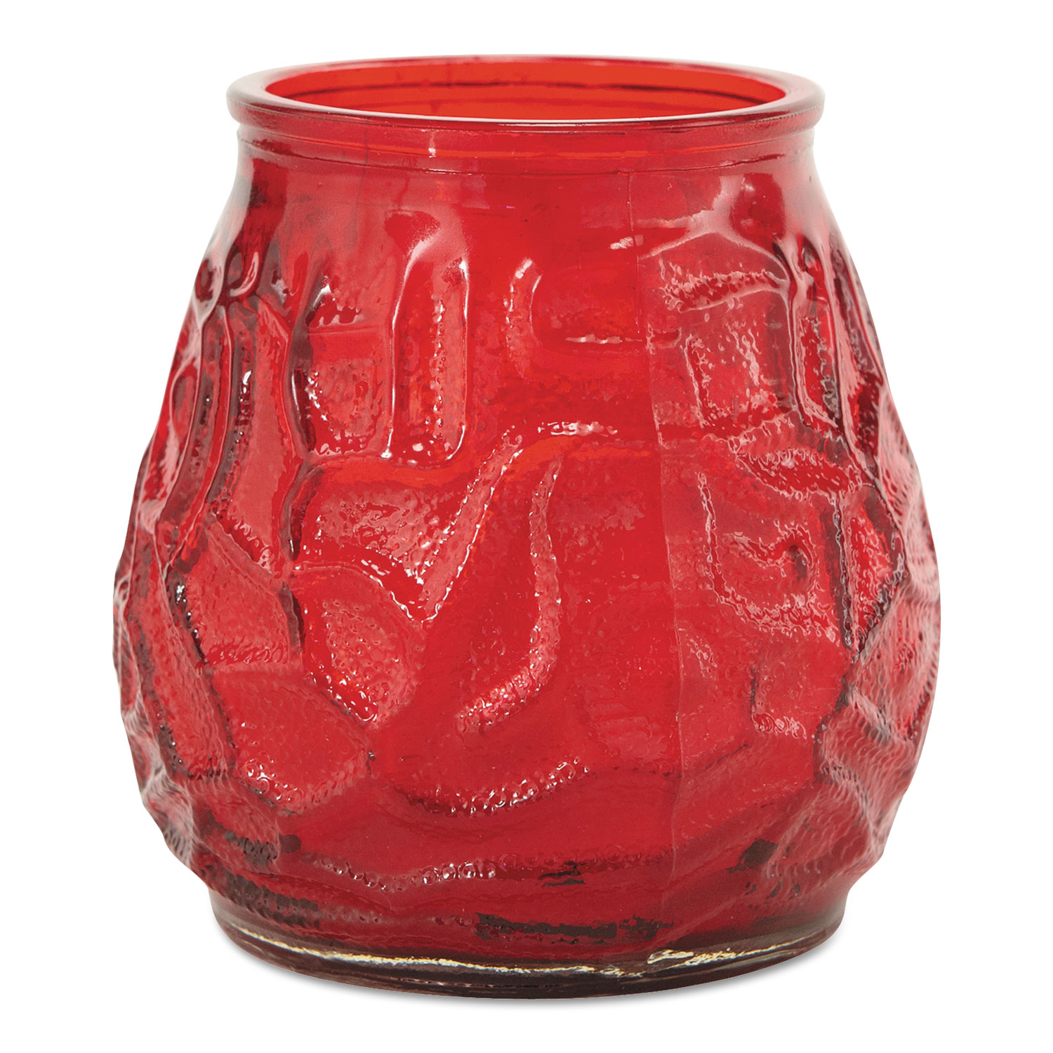 Victorian Filled Glass Candles, 60 Hour Burn, 3 3/4h, Red, 12/Carton