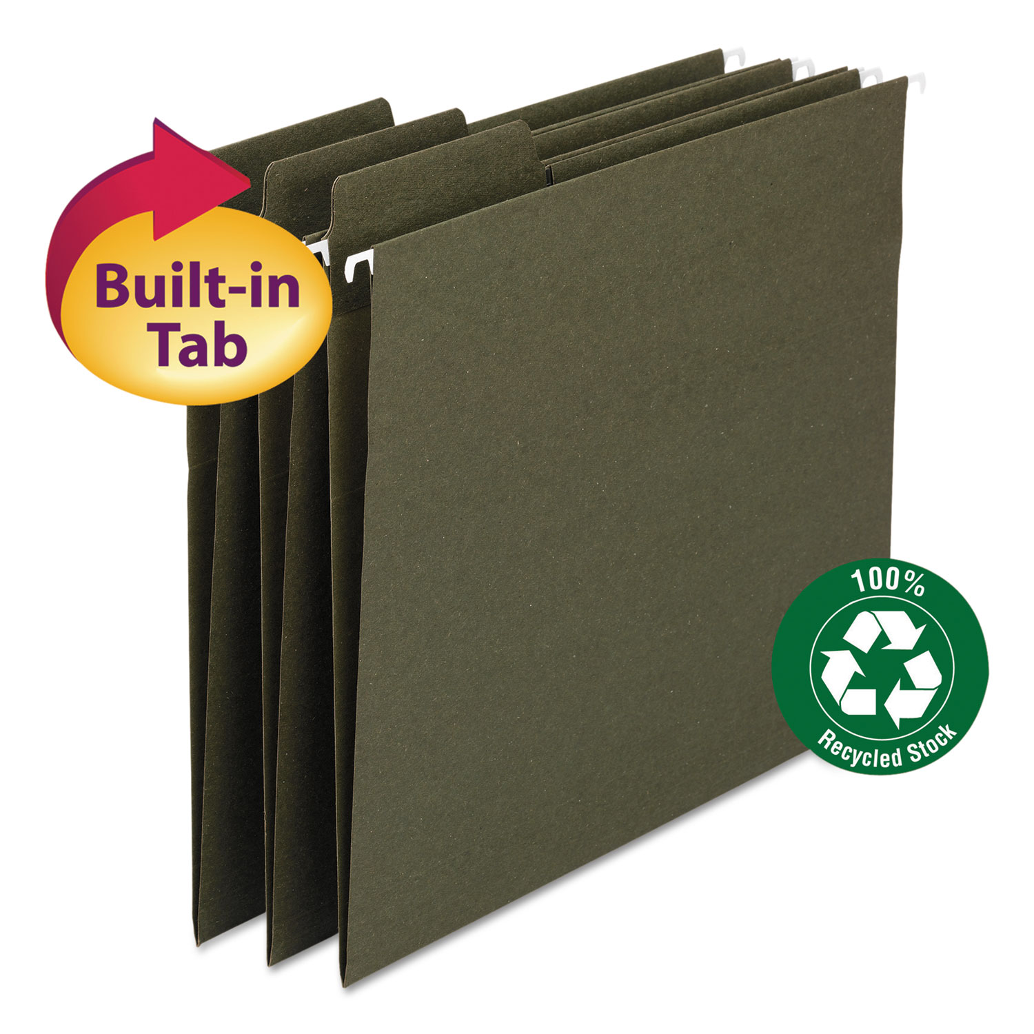 FasTab Hanging Folders, Legal Size, 1/3-Cut Tab, Standard Green, 20/Box