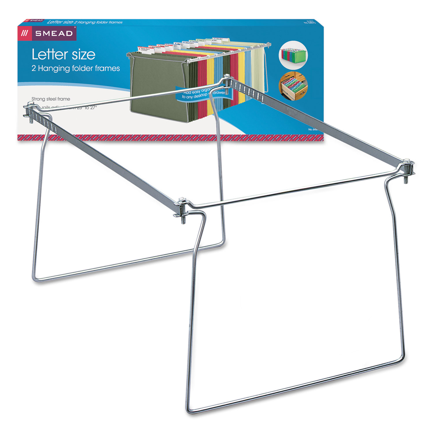 Hanging Folder Frame, Letter Size, 23-27 Long, Steel, 2/Pack