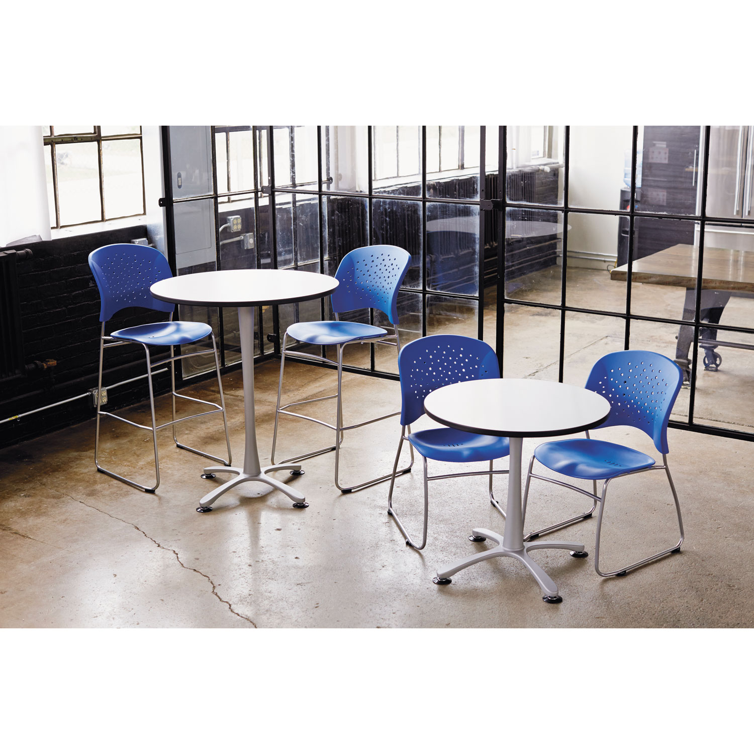 Rêve Series Bistro Chair, Molded Plastic Back/Seat, Steel Frame, Lapis