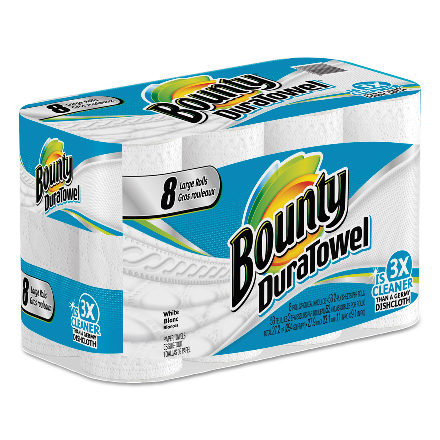 DuraTowel Paper Towels, 2-Ply, 9 x 11, 53/Roll, 8 Roll/Pack