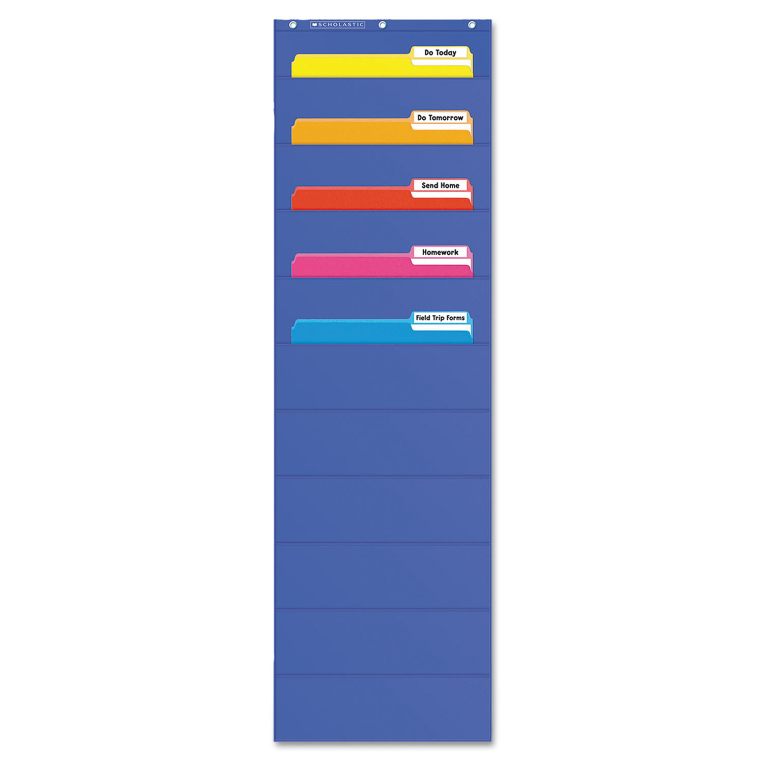 Pocket Charts, File Organizer, 14 x 46 1/2, Blue, Plastic