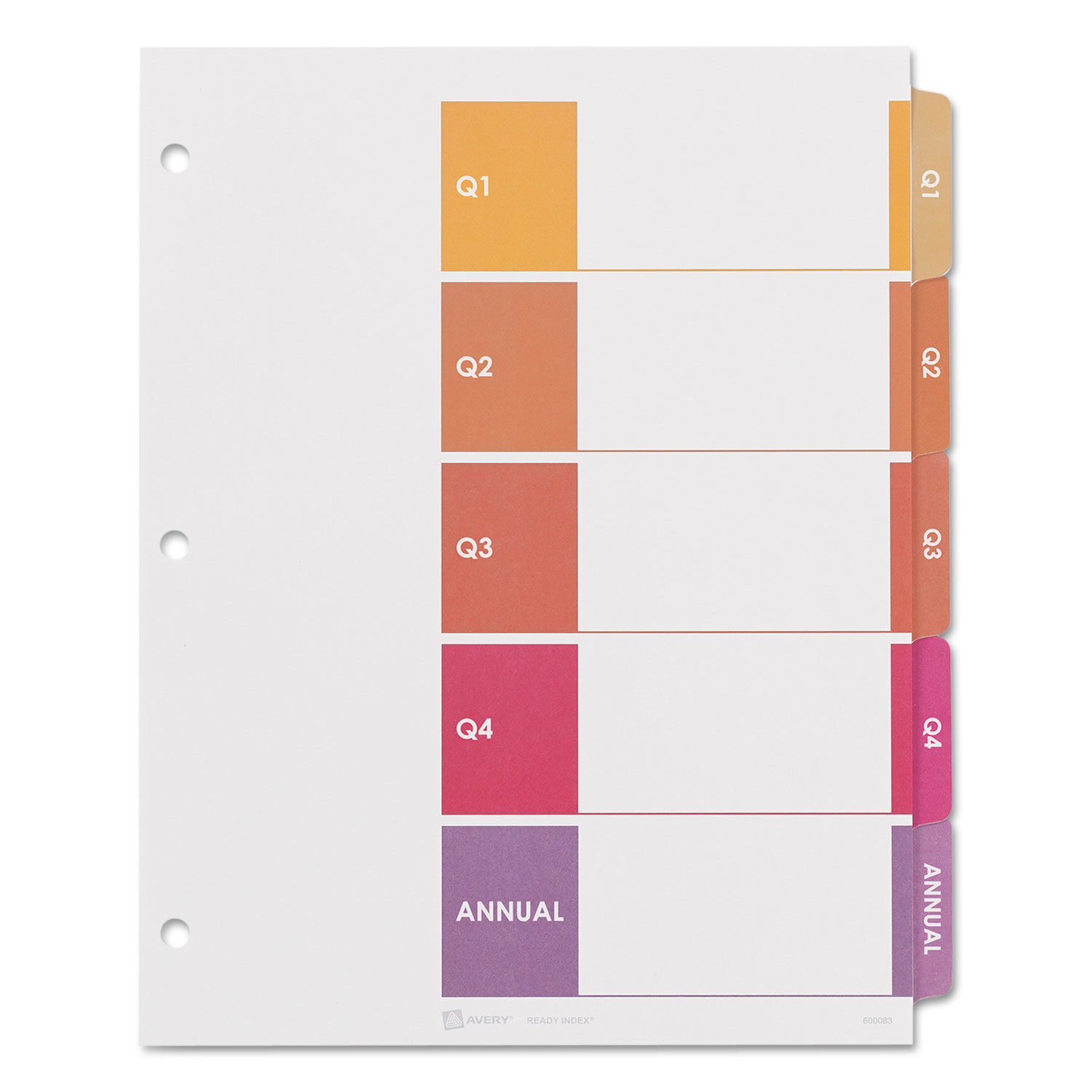 Ready Index Customizable Table of Contents Multicolor Dividers, 5-Tab, Letter