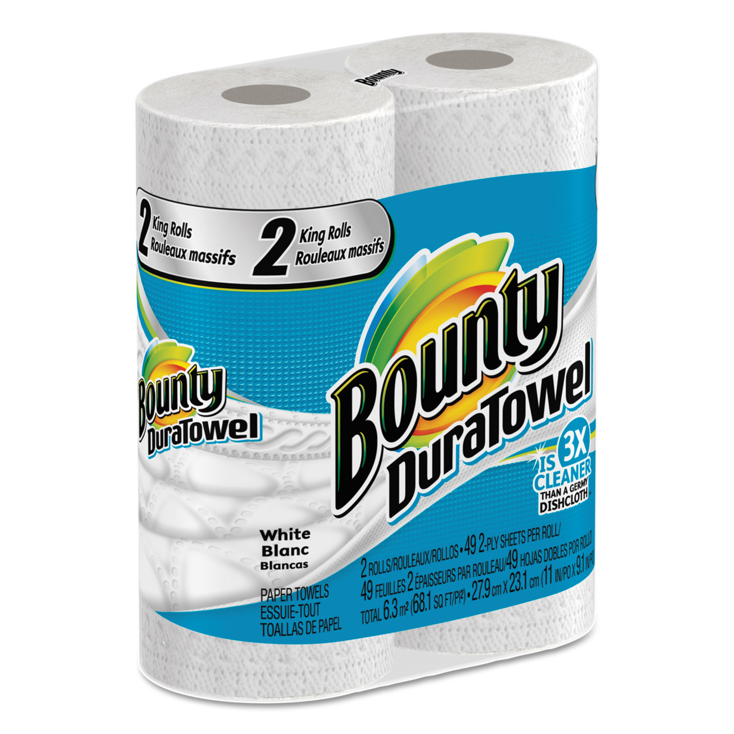 DuraTowel Paper Towels, 2-Ply, 11 x 11, 49/Roll, 24 Roll/Carton