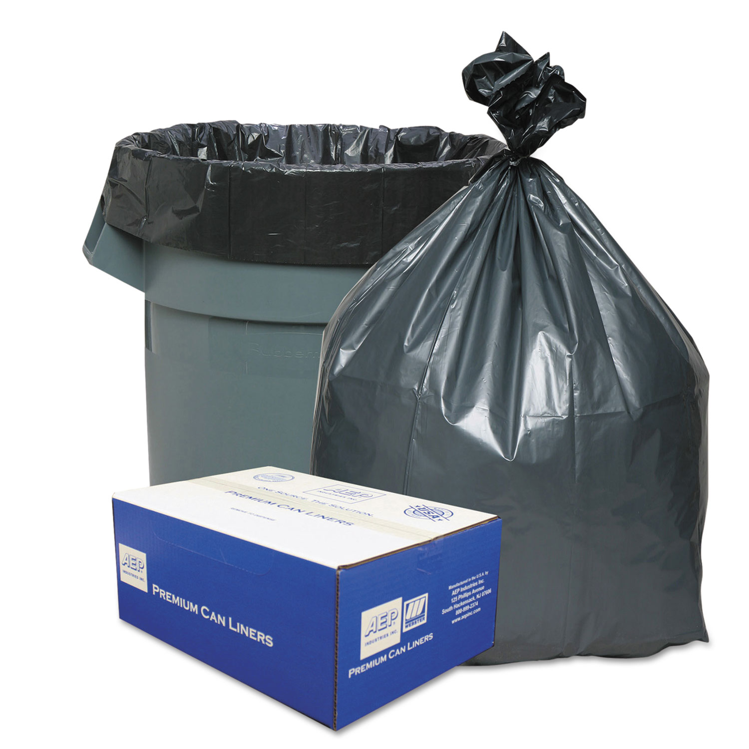 Recycled Can Liners 55-60gal 2mil 38 x 58 Black 100/Carton