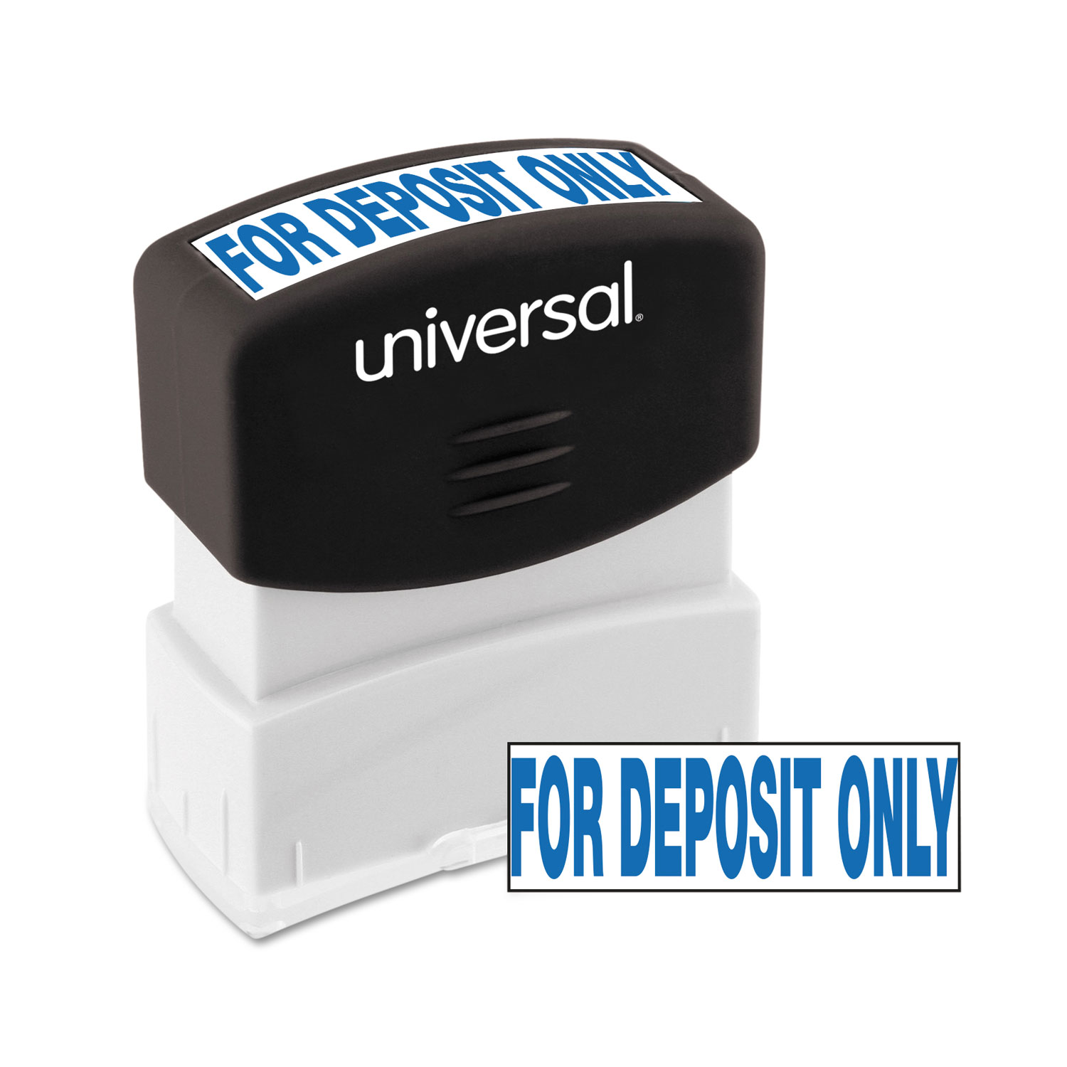  Universal UNV10056 Message Stamp, for DEPOSIT ONLY, Pre-Inked One-Color, Blue (UNV10056) 